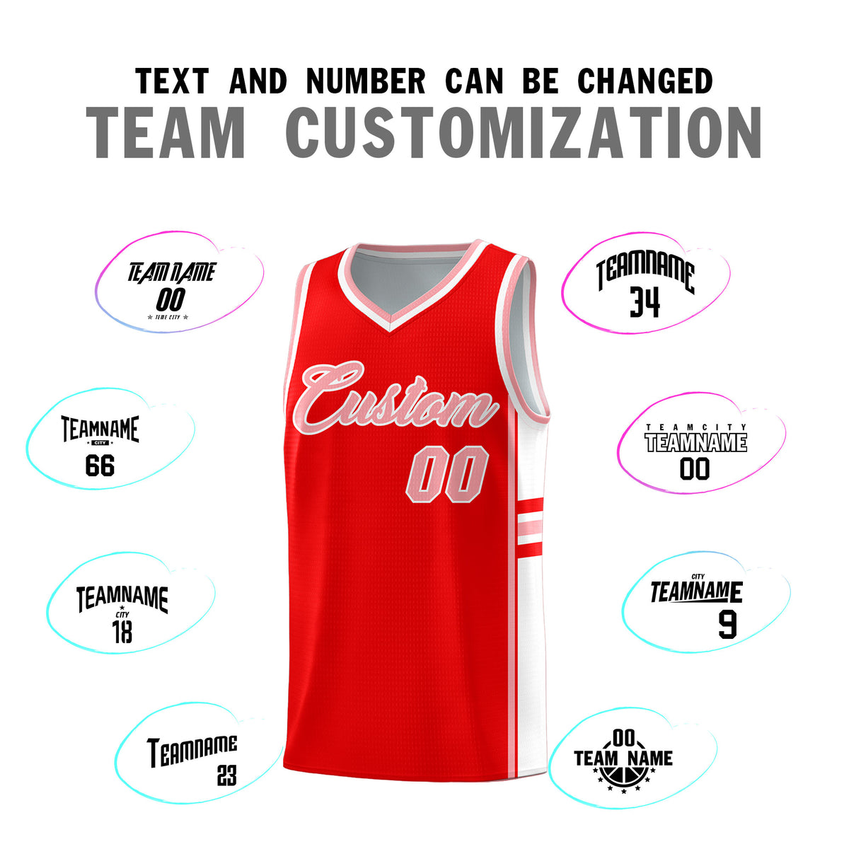 Custom Youth Basketball Jersey - Light Red White Two-Tone Classic Varsity Uniform