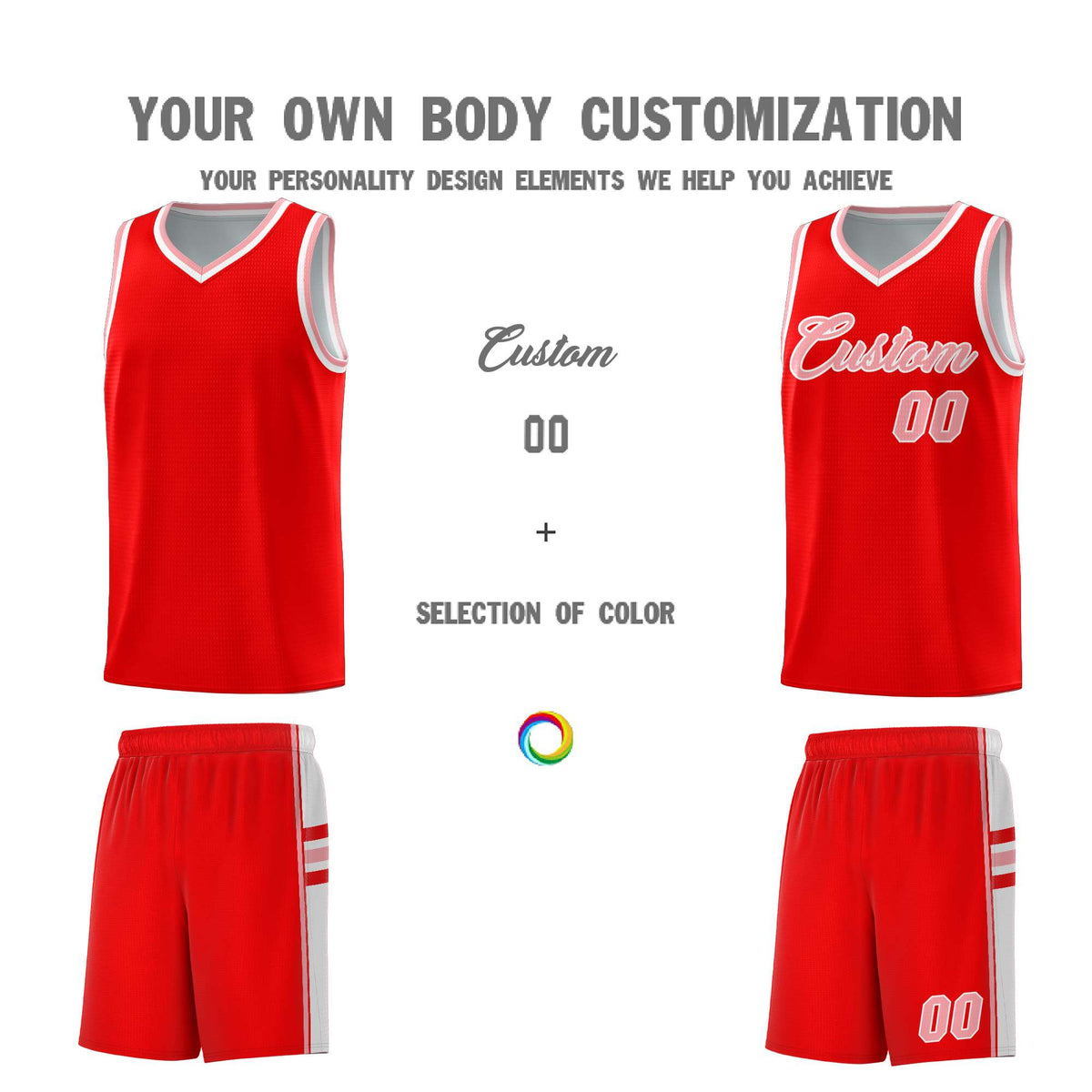 Custom Youth Basketball Jersey - Light Red White Two-Tone Classic Varsity Uniform