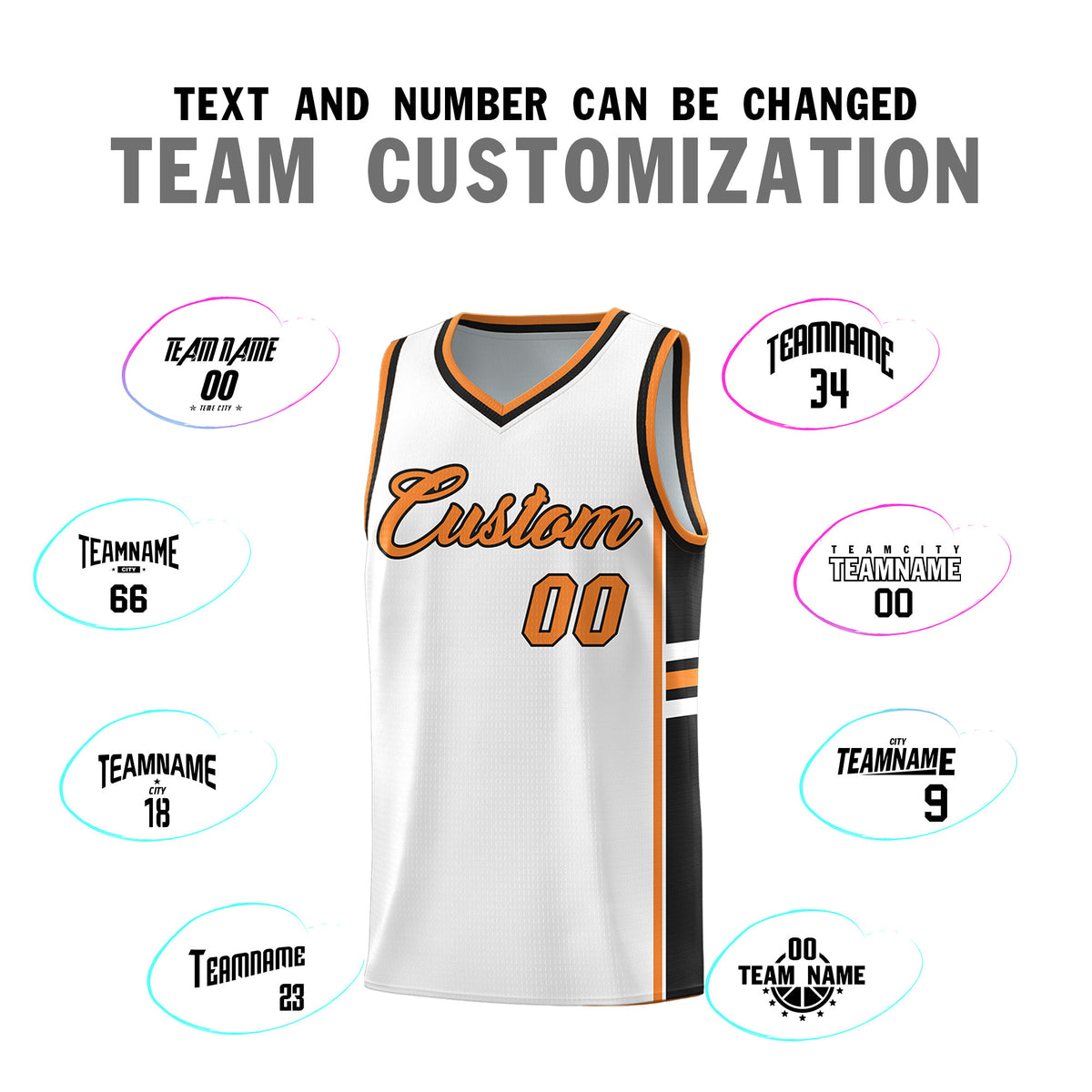 Custom Youth Basketball Jersey - White Gold Orange Personalized Varsity Two-Tone Uniform