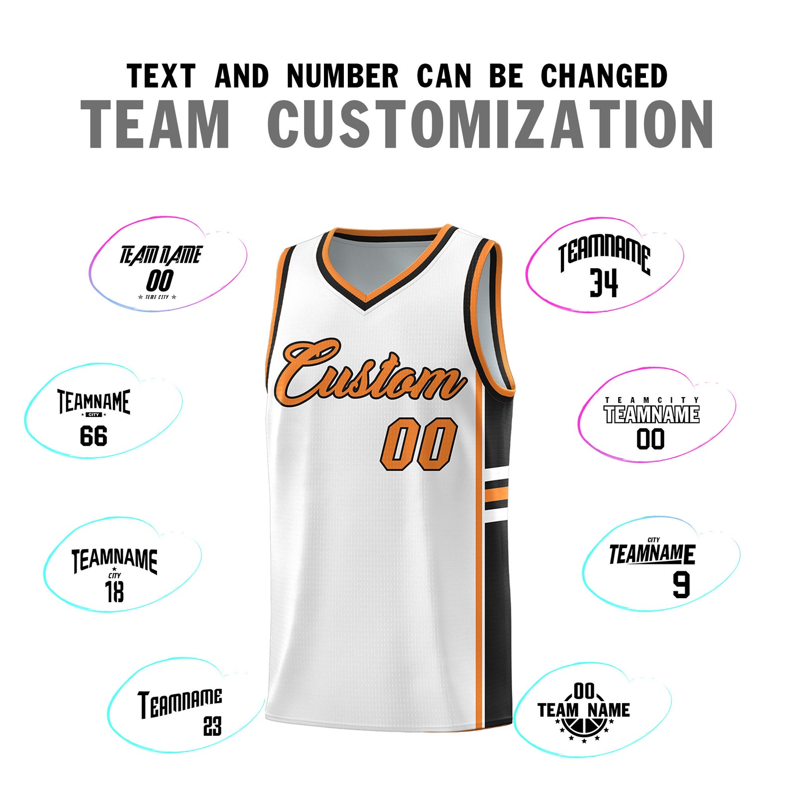 Custom Youth Basketball Jersey - White Gold Orange Personalized Varsity Two-Tone Uniform