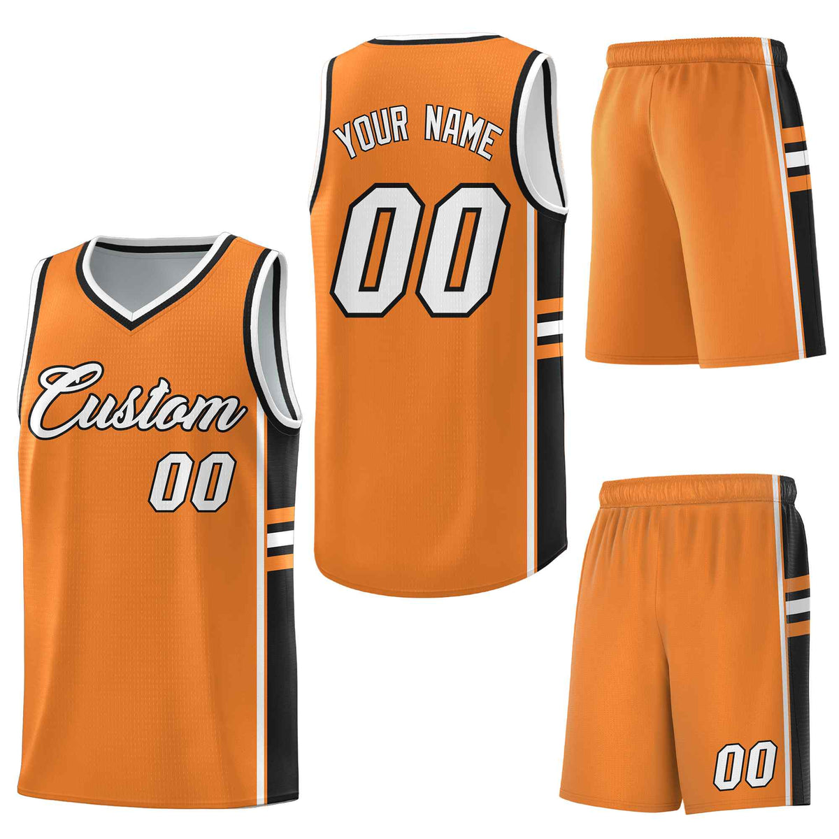 Custom Gold Orange Black Classic Color Block Quick-Drying Personalized Uniform Basketball Jersey