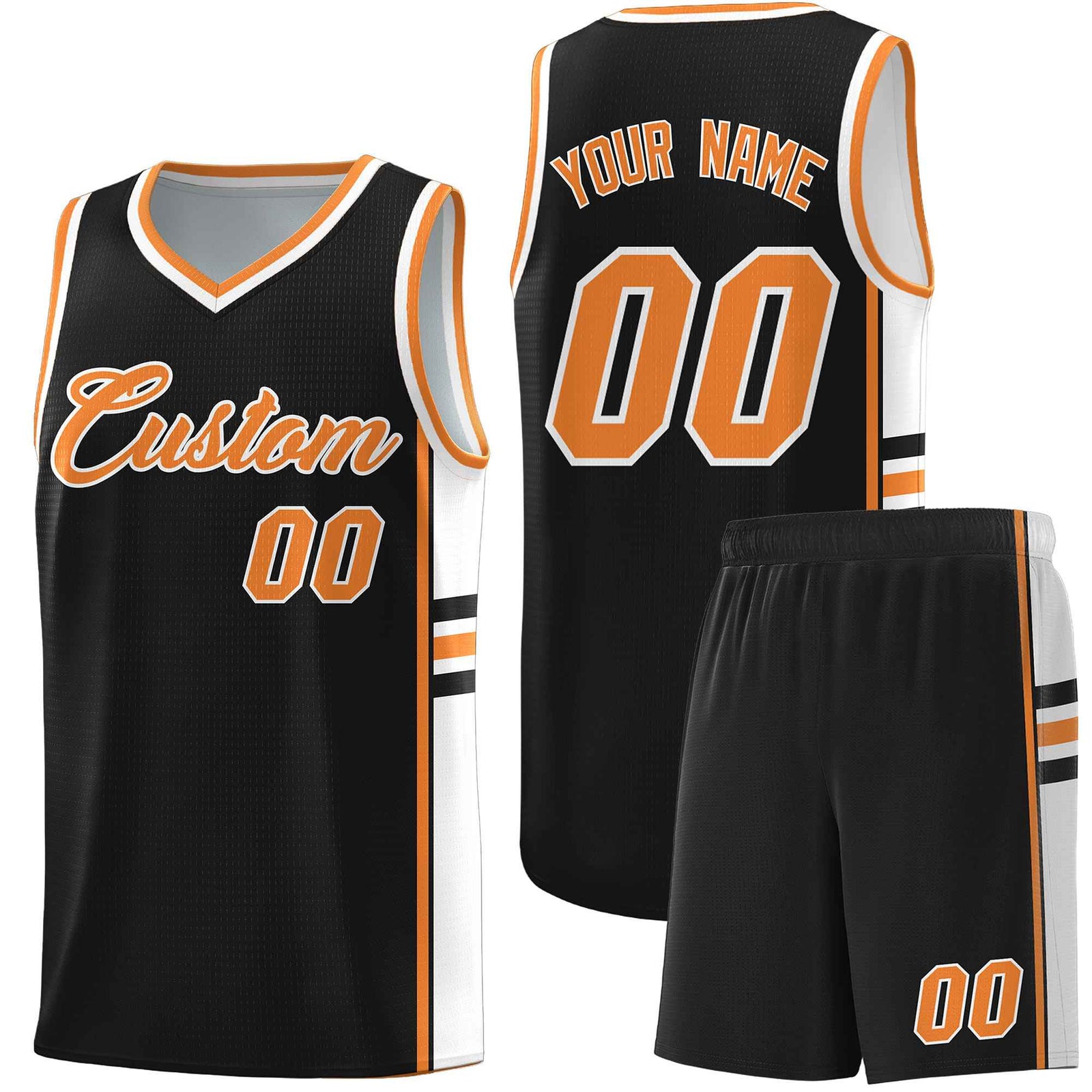 Custom Youth Basketball Jersey - Black Gold Orange Two-Tone Classic Varsity Uniform