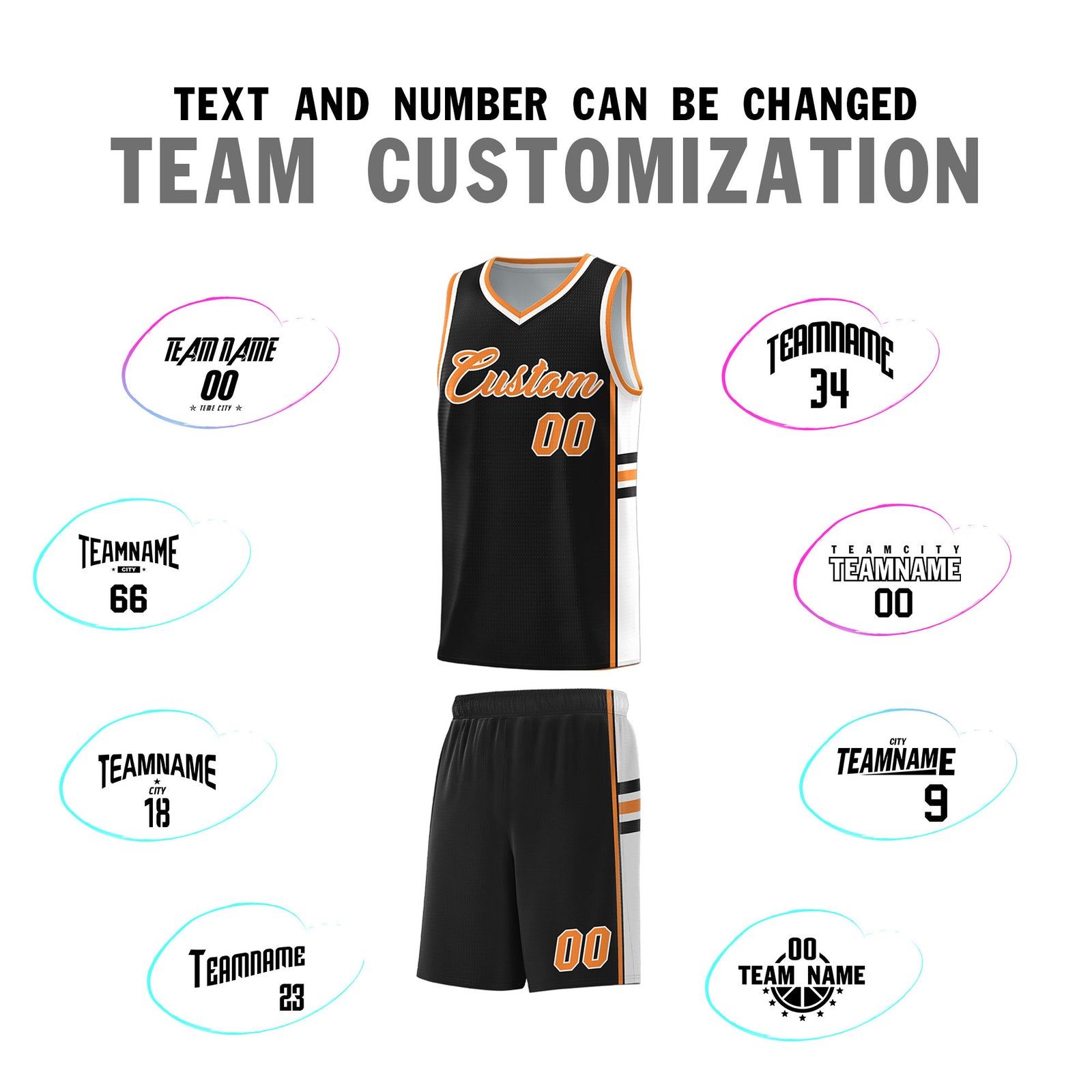 Custom Youth Basketball Jersey - Black Gold Orange Two-Tone Classic Varsity Uniform