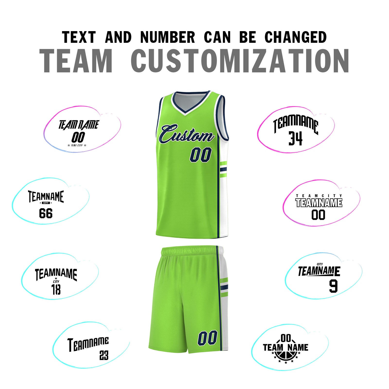 Custom Youth Basketball Jersey - Fluorescent Green White Two-Tone Classic Varsity Uniform