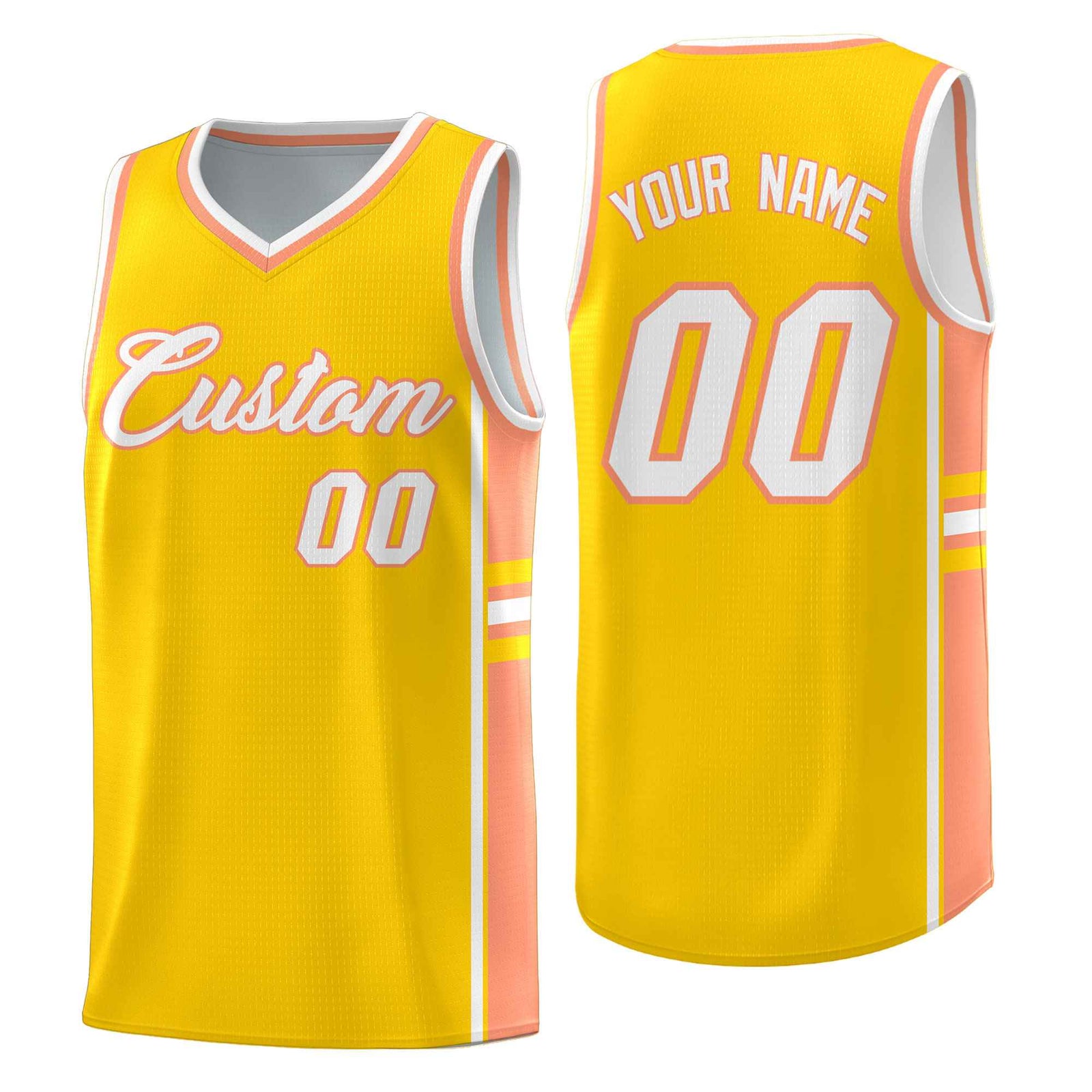 Custom Youth Basketball Jersey - Gold Light Orange Personalized Varsity Two-Tone Uniform