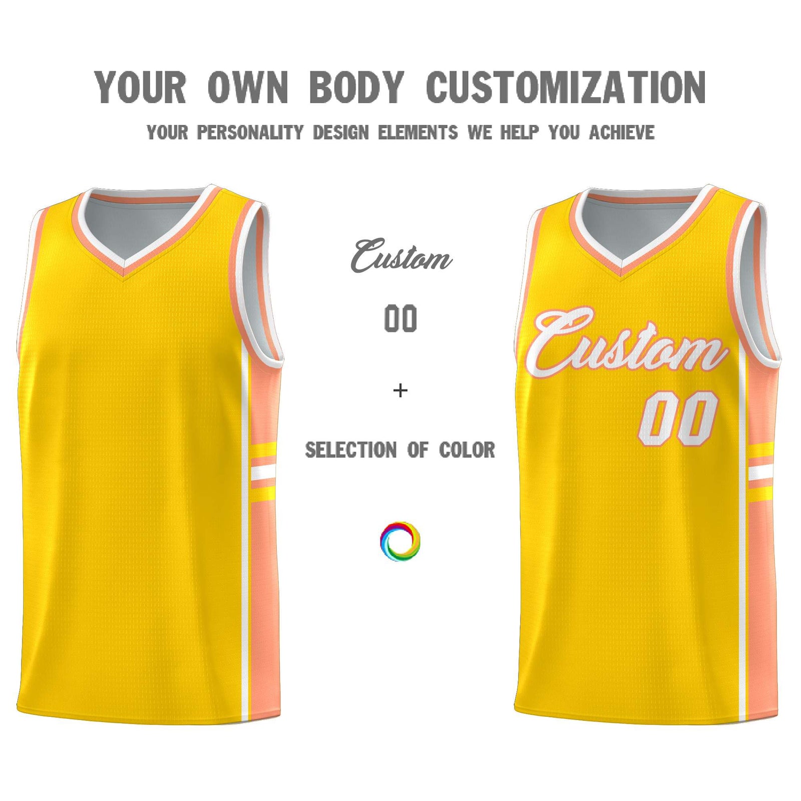 Custom Youth Basketball Jersey - Gold Light Orange Personalized Varsity Two-Tone Uniform
