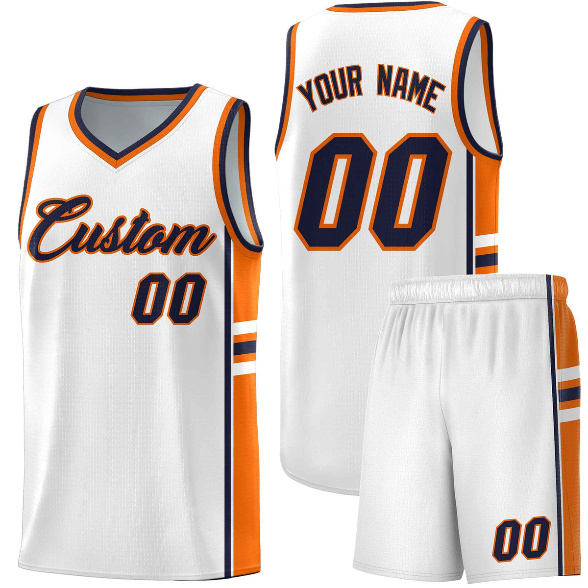 Custom Youth Basketball Jersey - White Orange Two-Tone Varsity Jersey Set