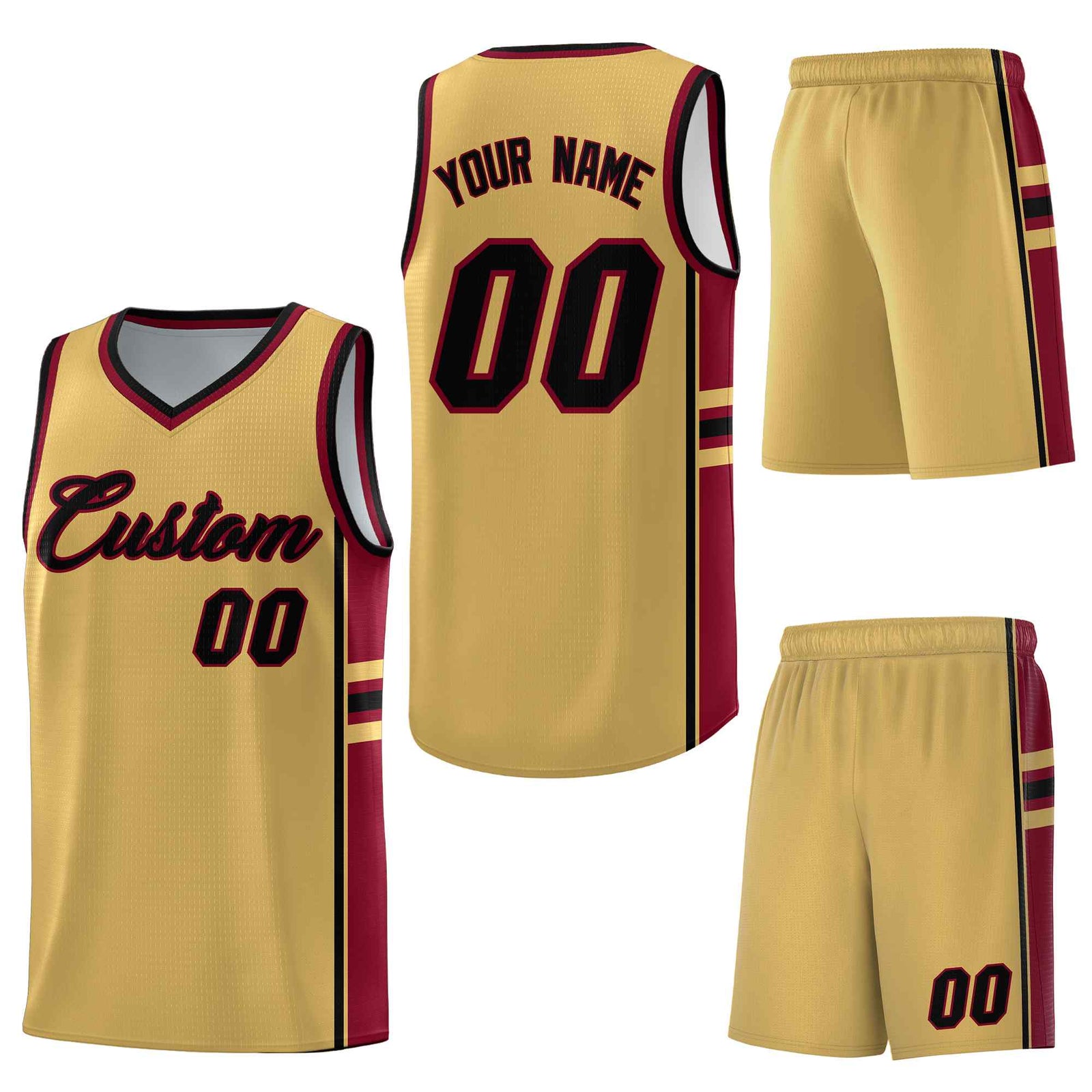Custom Old Gold Crimson Classic Color Block Lightweight Personalized Uniform Basketball Jersey