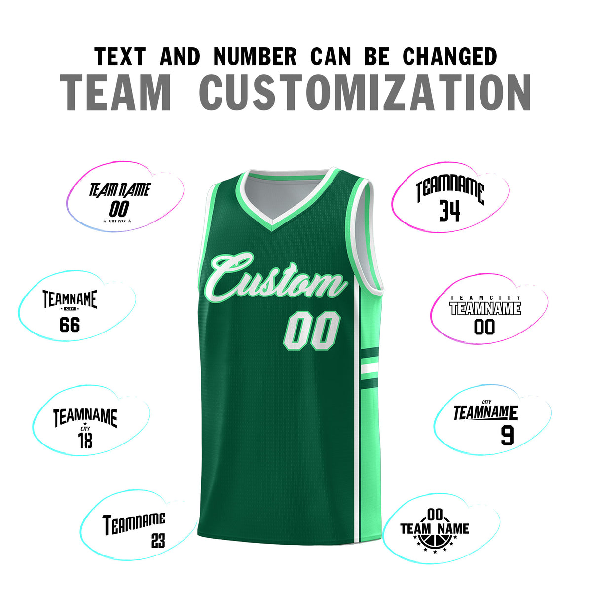 Custom Youth Basketball Jersey - Kelly Green Green Two-Tone Classic Varsity Uniform