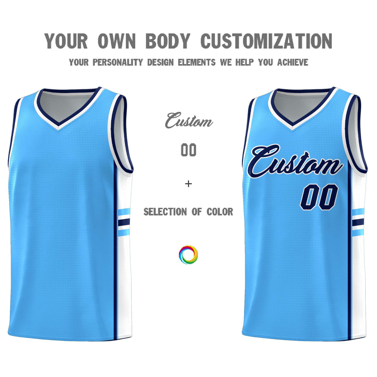 Custom Youth Basketball Jersey - Powder Blue White Personalized Varsity Two-Tone Uniform