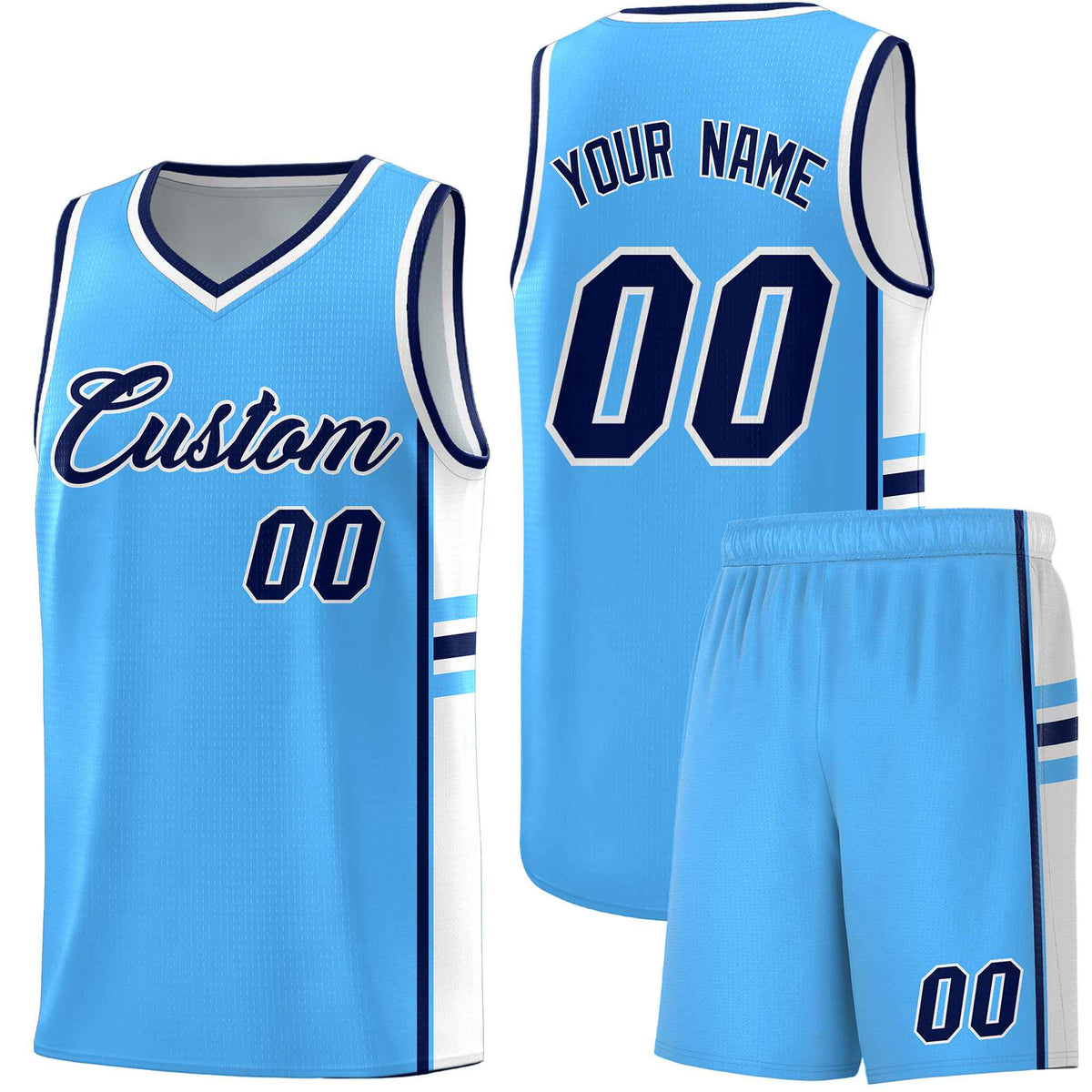 Custom Youth Basketball Jersey - Powder Blue White Personalized Varsity Two-Tone Uniform