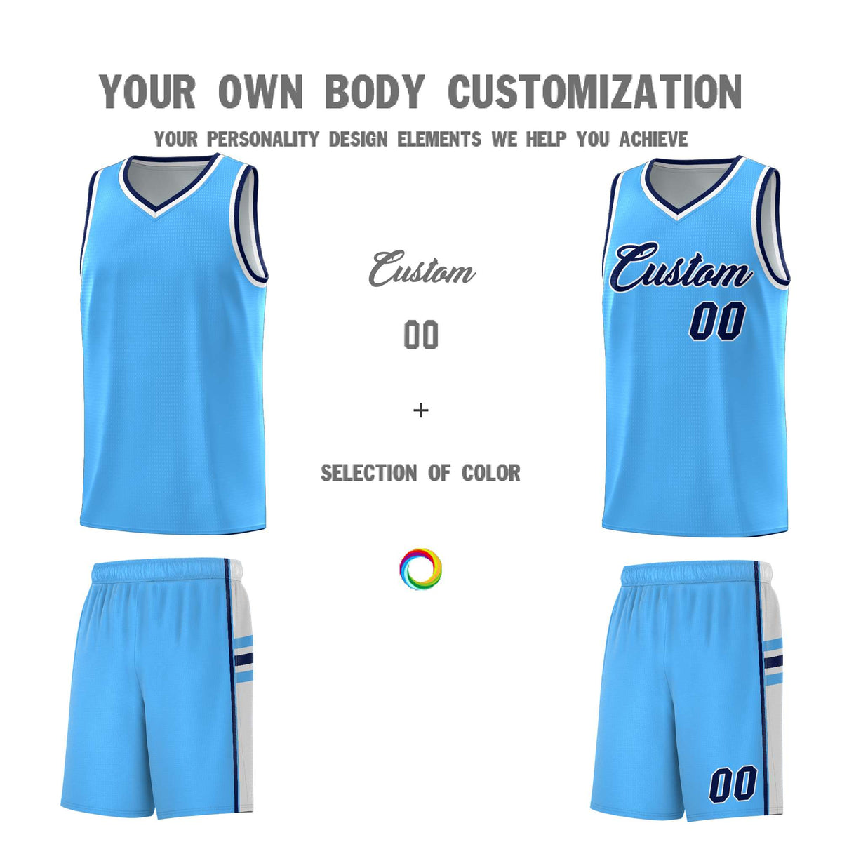 Custom Youth Basketball Jersey - Powder Blue White Personalized Varsity Two-Tone Uniform
