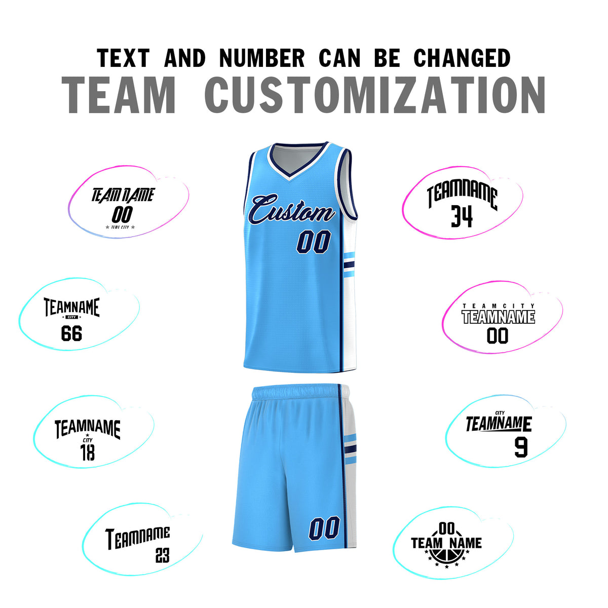 Custom Youth Basketball Jersey - Powder Blue White Personalized Varsity Two-Tone Uniform