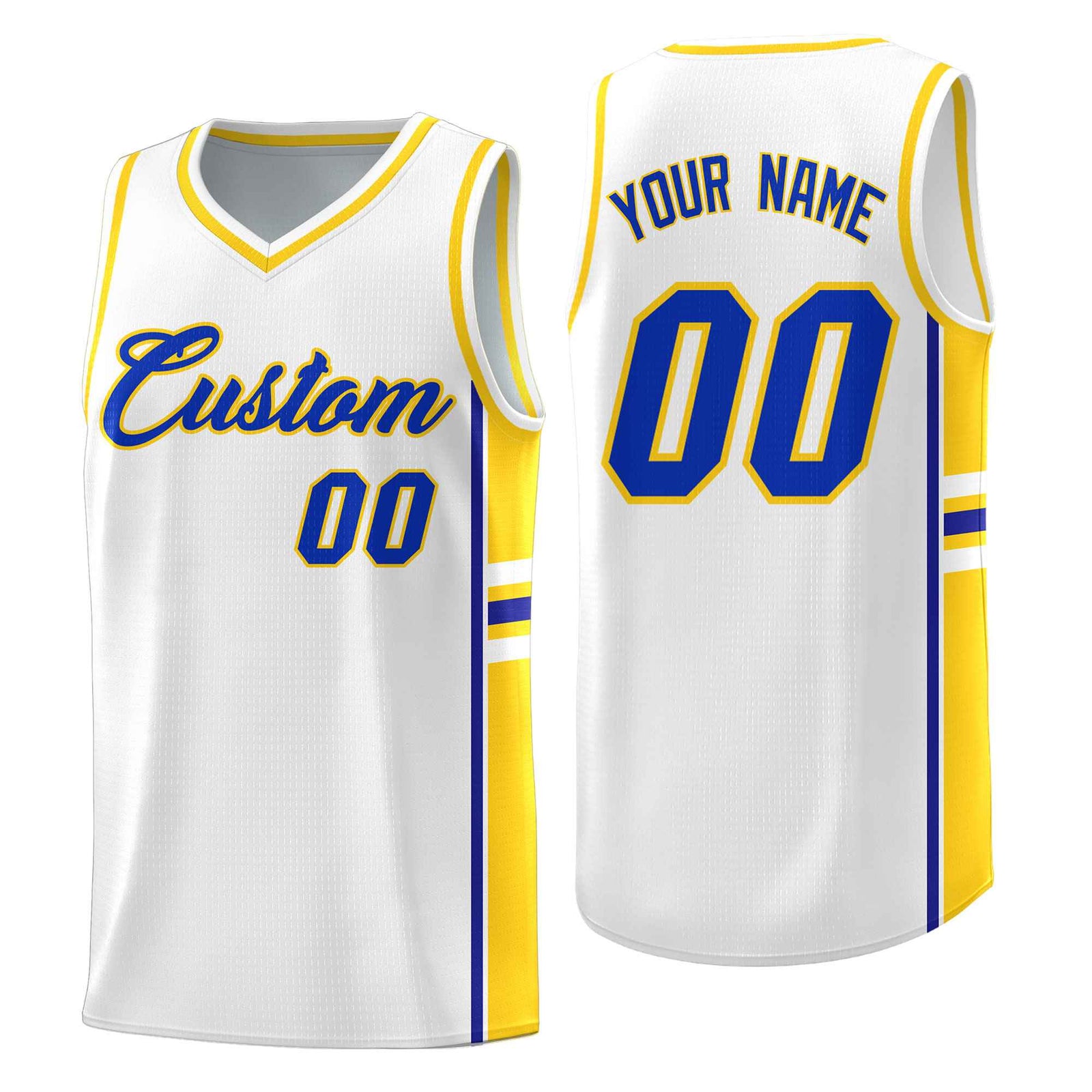 Custom Youth Basketball Jersey - White Fluorescent Yellow Two-Tone Varsity Jersey Set