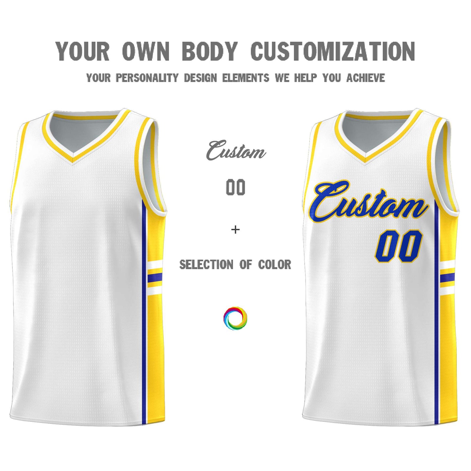 Custom Youth Basketball Jersey - White Fluorescent Yellow Two-Tone Varsity Jersey Set