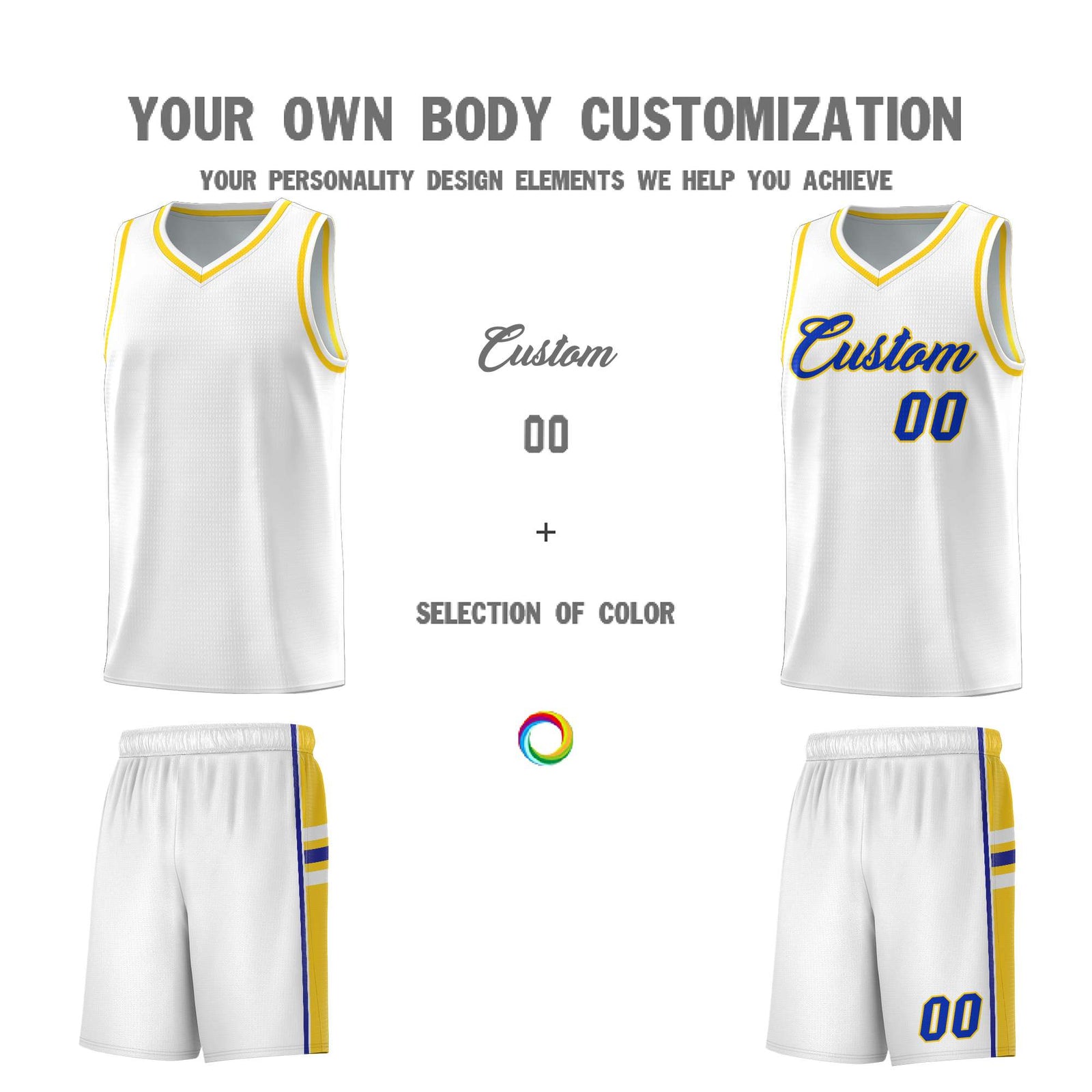 Custom Youth Basketball Jersey - White Fluorescent Yellow Two-Tone Varsity Jersey Set