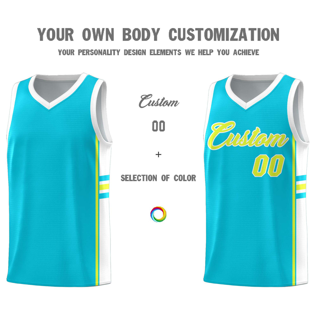 Custom Youth Basketball Jersey - Sky Blue White Personalized Varsity Two-Tone Uniform
