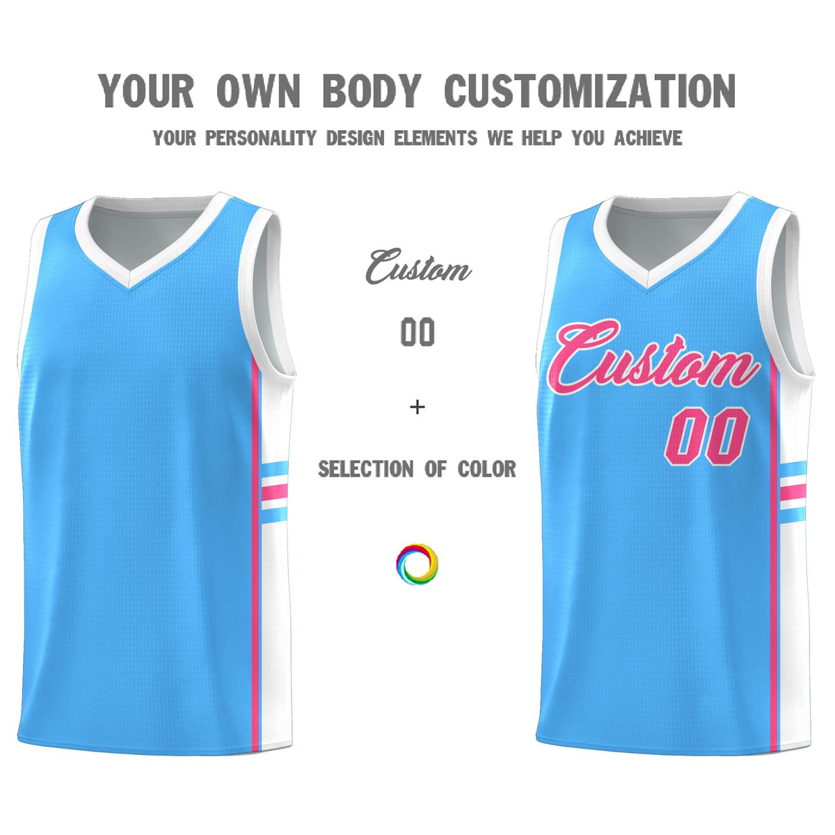 Custom Youth Basketball Jersey - Powder Blue White Personalized Varsity Two-Tone Uniform