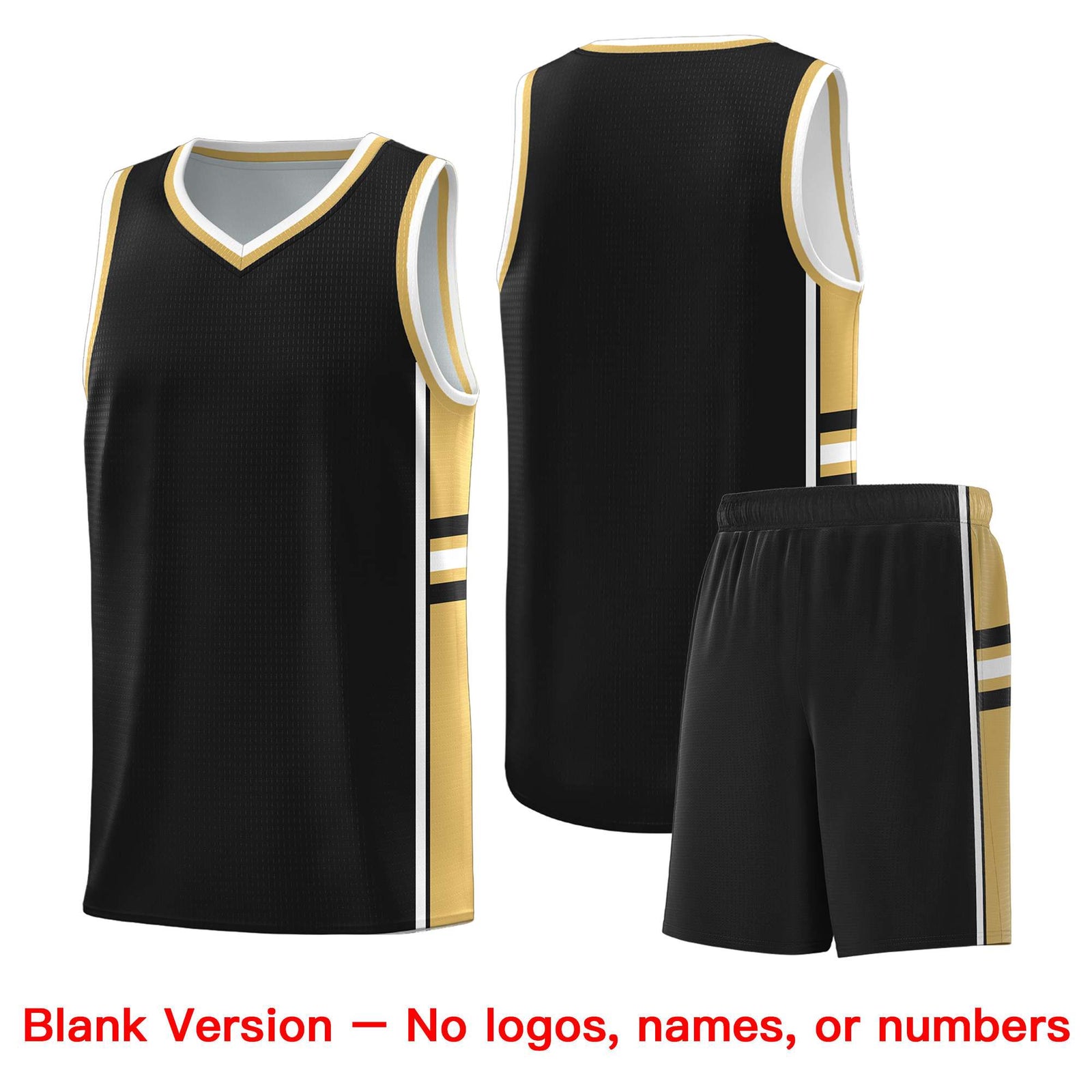 Custom Youth Basketball Jersey - Black Old Gold Two-Tone Classic Varsity Uniform