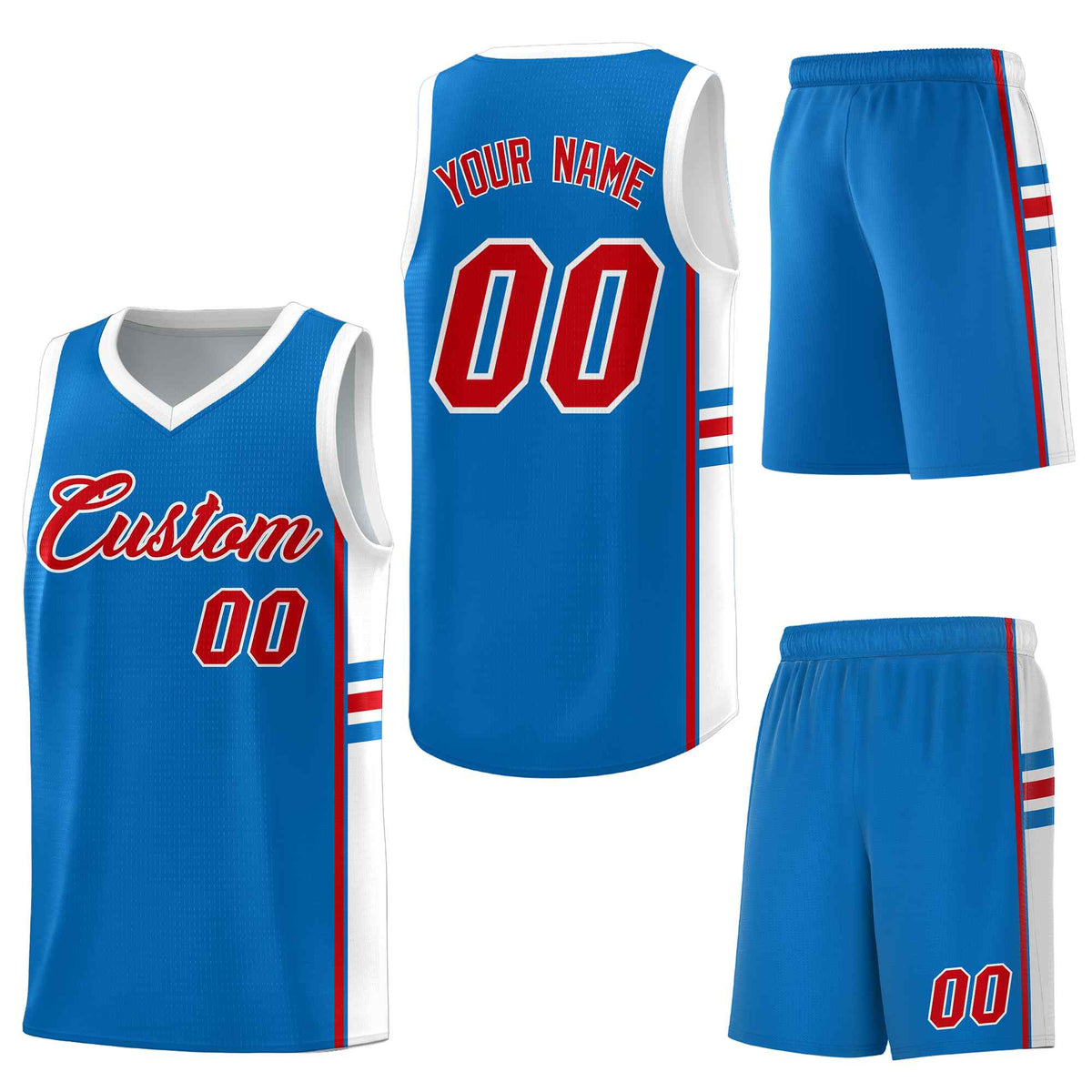 Custom Royal White Classic Color Block Quick-Drying Personalized Uniform Basketball Jersey