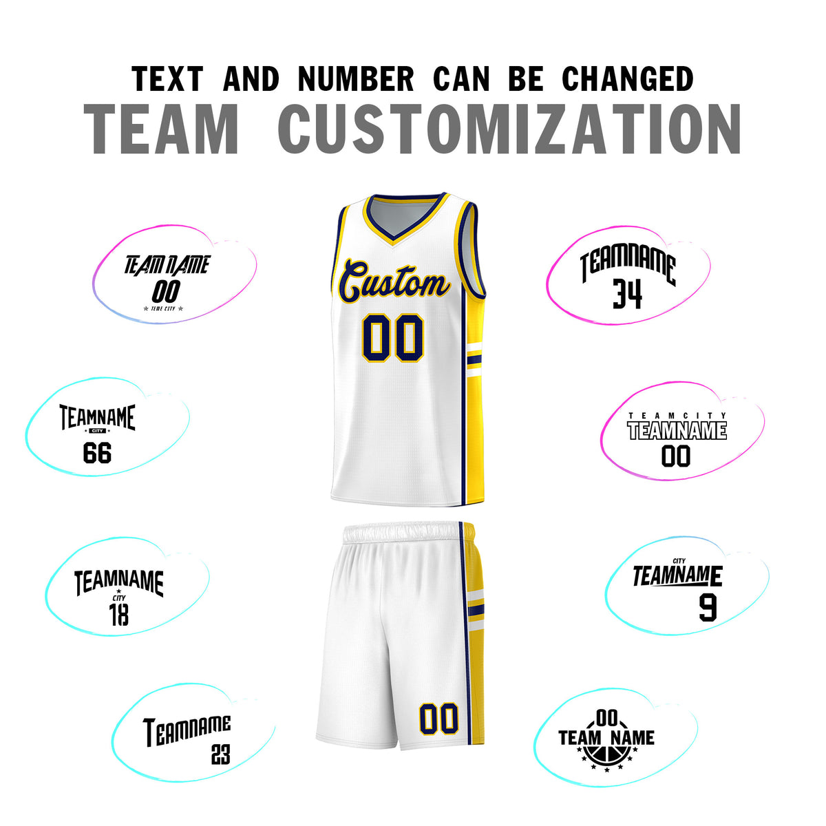Custom Youth Basketball Jersey - White Gold Personalized Varsity Two-Tone Uniform