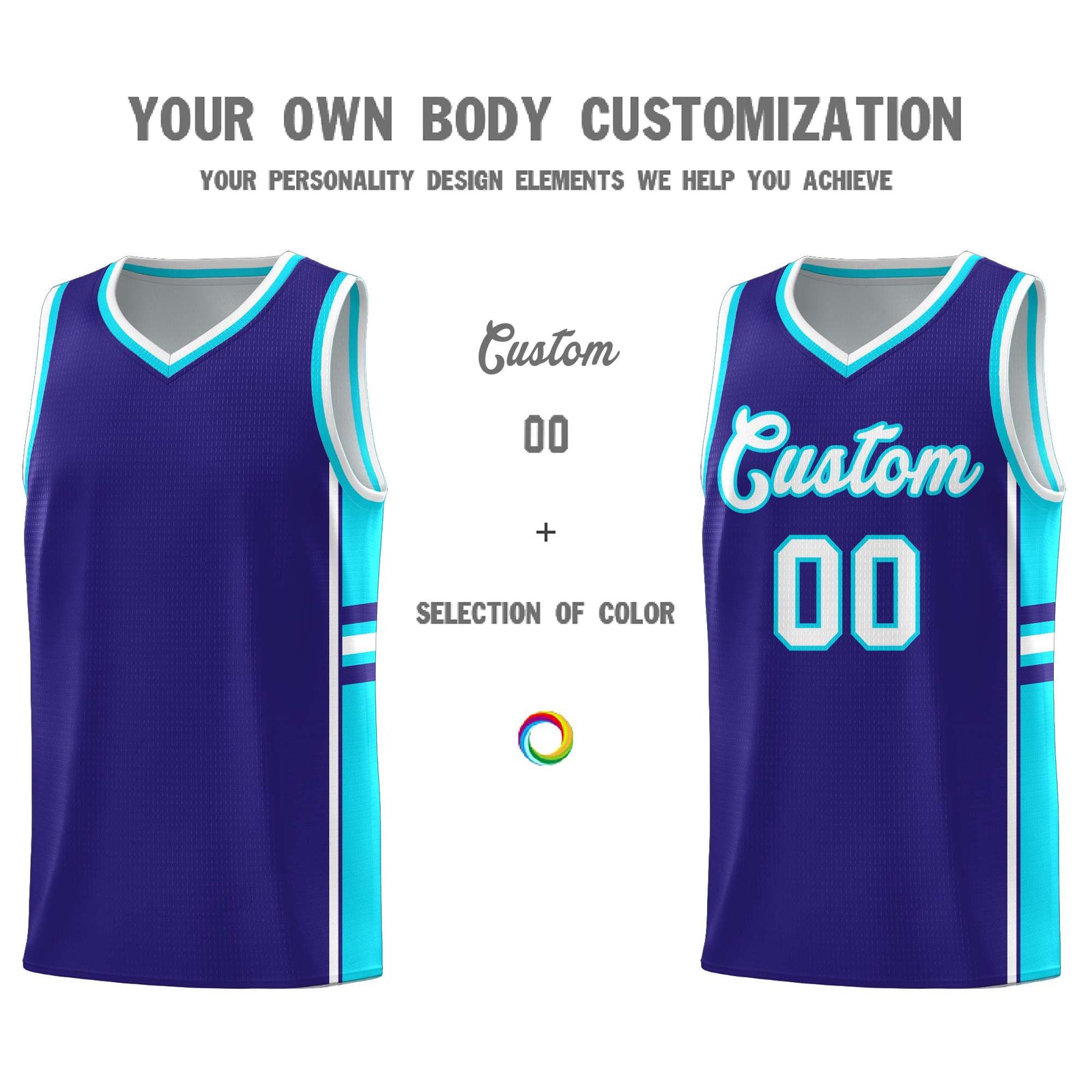 Custom Youth Basketball Jersey - Royal Sky Blue Two-Tone Varsity Jersey Set