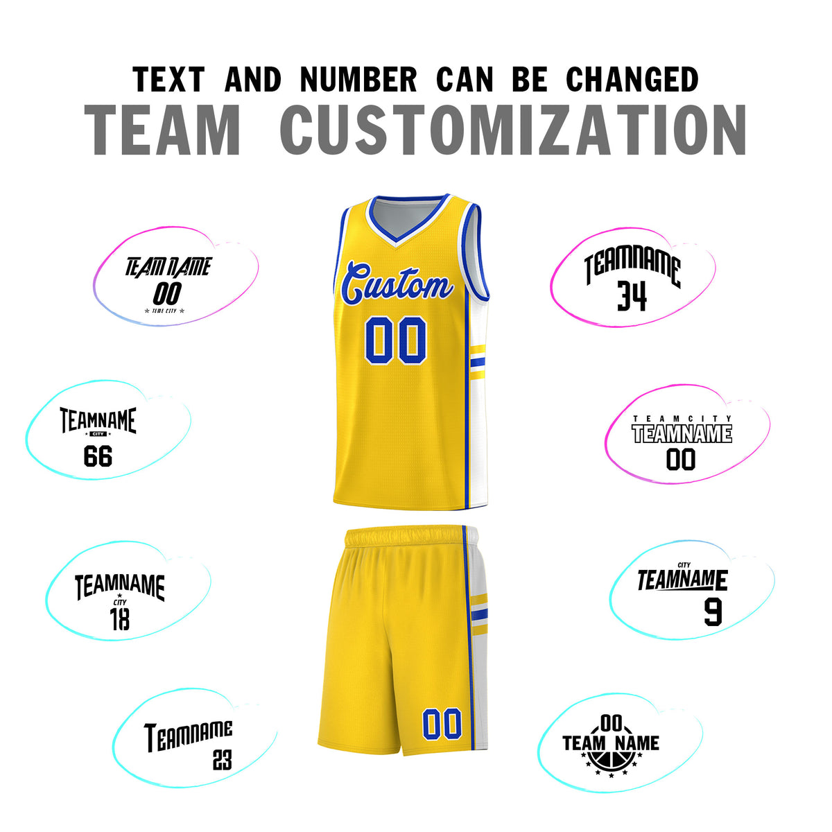 Custom Youth Basketball Jersey - Gold White Two-Tone Classic Varsity Uniform