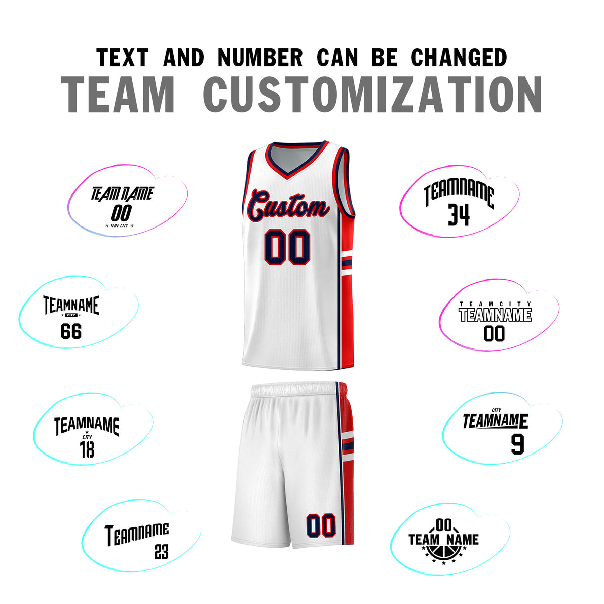 Custom Youth Basketball Jersey - White Red Personalized Varsity Two-Tone Uniform