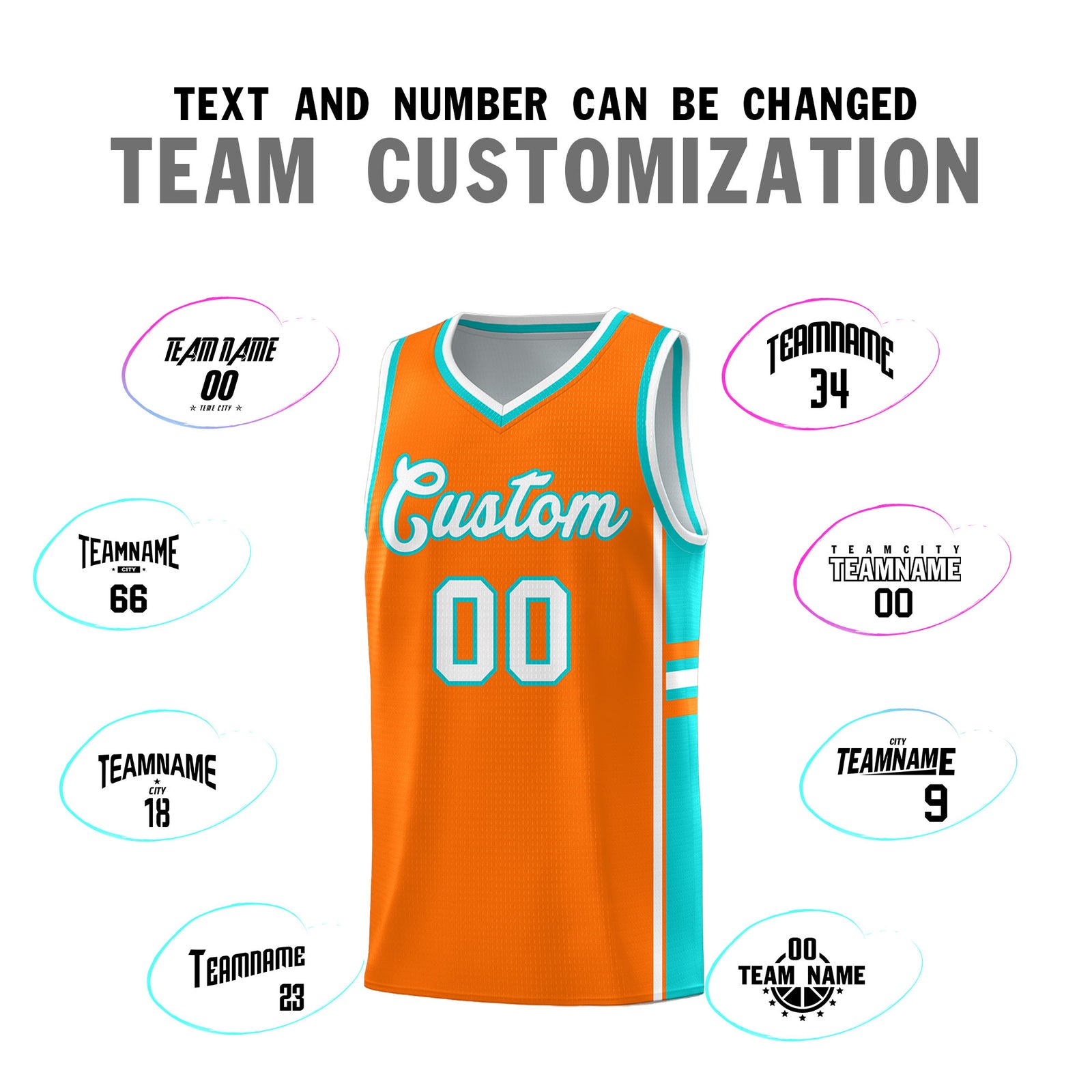 Custom Youth Basketball Jersey - Orange Aqua Two-Tone Varsity Jersey Set