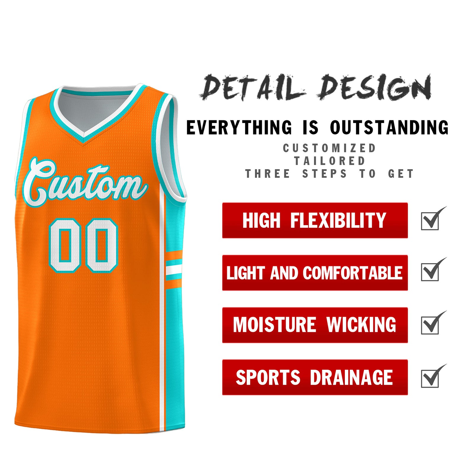 Custom Youth Basketball Jersey - Orange Aqua Two-Tone Varsity Jersey Set