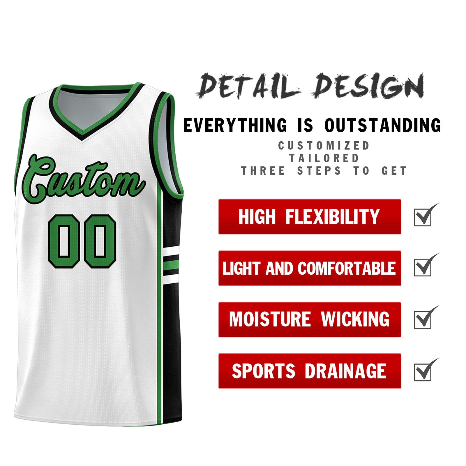 Custom Youth Basketball Jersey - White Kelly Green Two-Tone Varsity Jersey Set