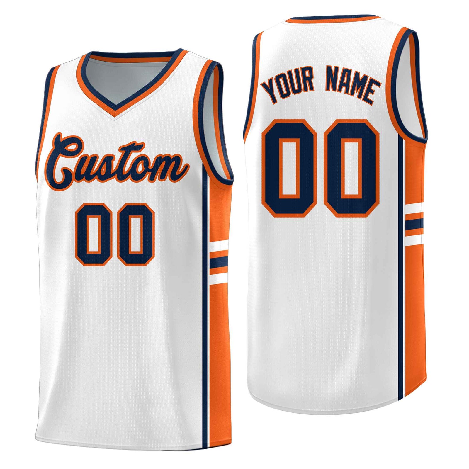 Custom Youth Basketball Jersey - White Orange Personalized Varsity Two-Tone Uniform