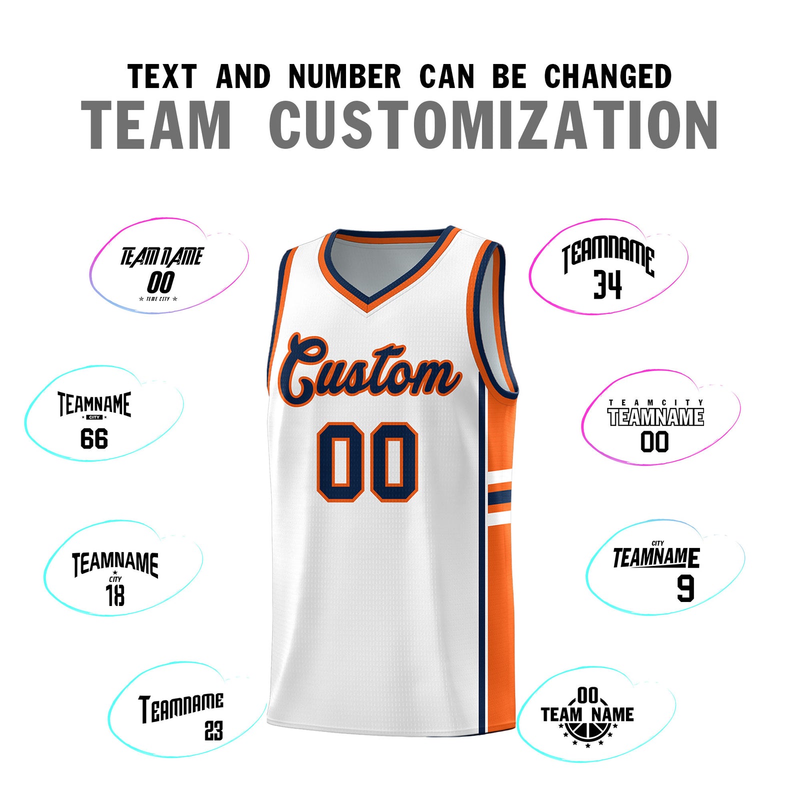 Custom Youth Basketball Jersey - White Orange Personalized Varsity Two-Tone Uniform