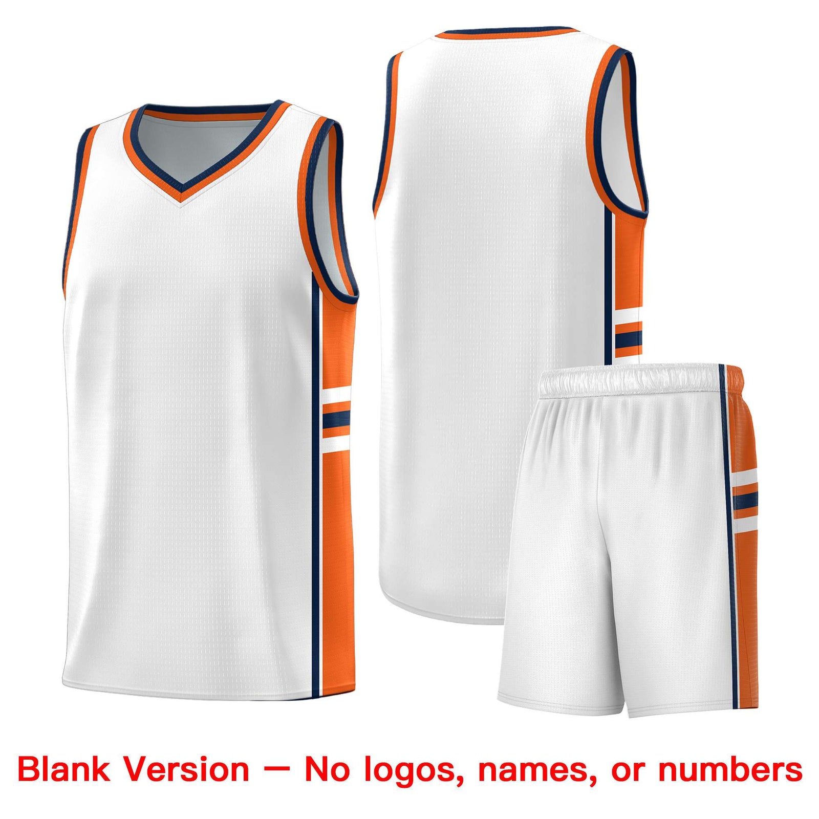 Custom Youth Basketball Jersey - White Orange Personalized Varsity Two-Tone Uniform