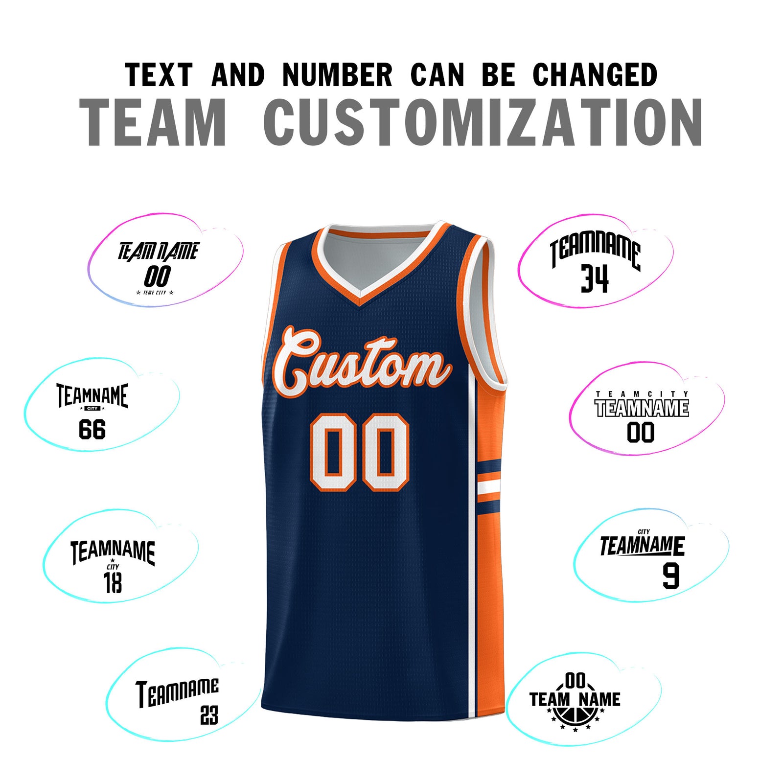 Custom Youth Basketball Jersey - Navy Orange Two-Tone Varsity Jersey Set