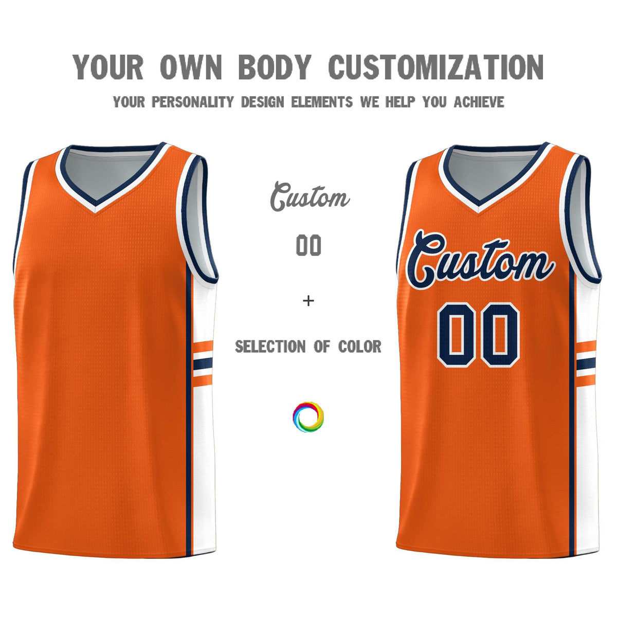 Custom Youth Basketball Jersey - Orange White Two-Tone Classic Varsity Uniform