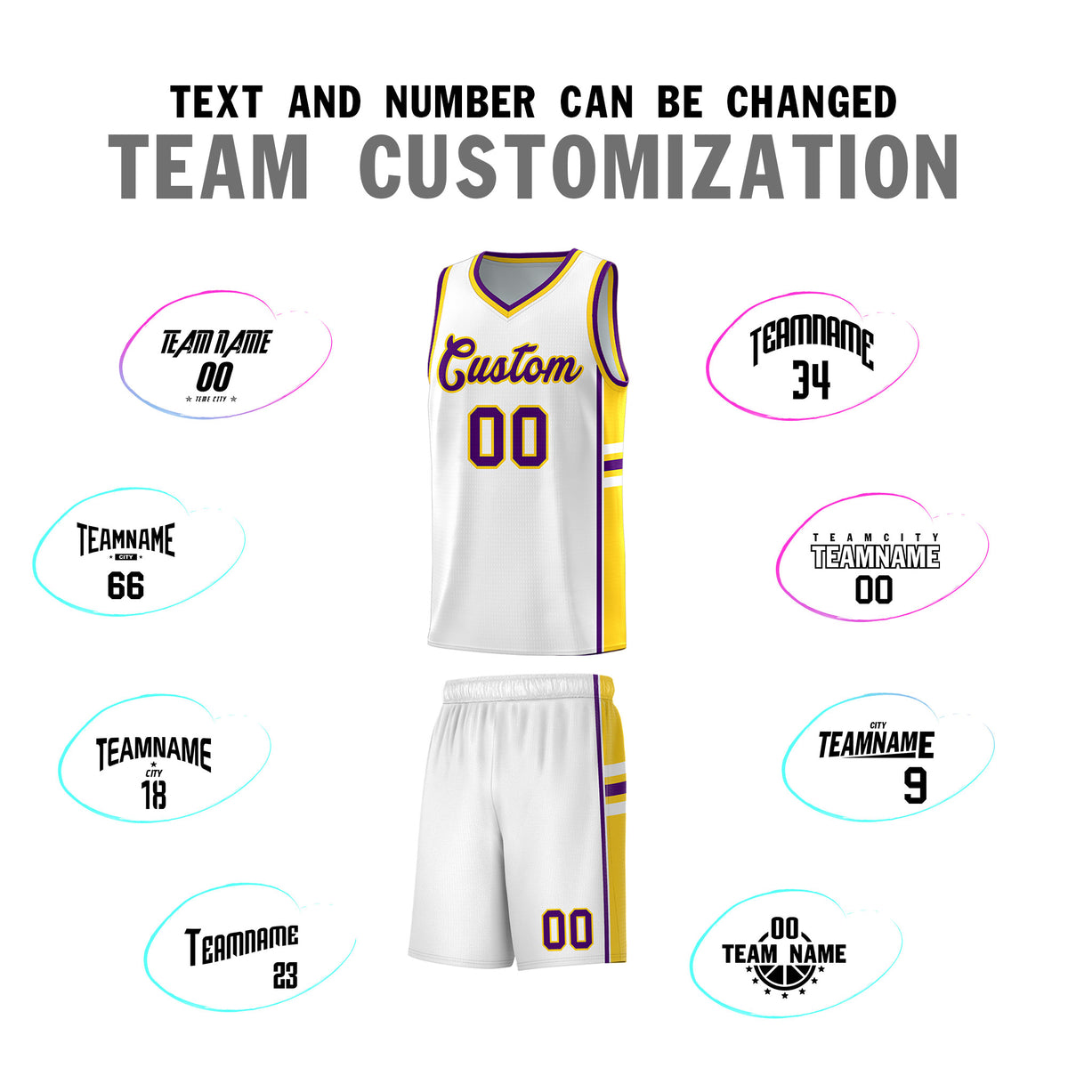 Custom Youth Basketball Jersey - White Gold Personalized Varsity Two-Tone Uniform