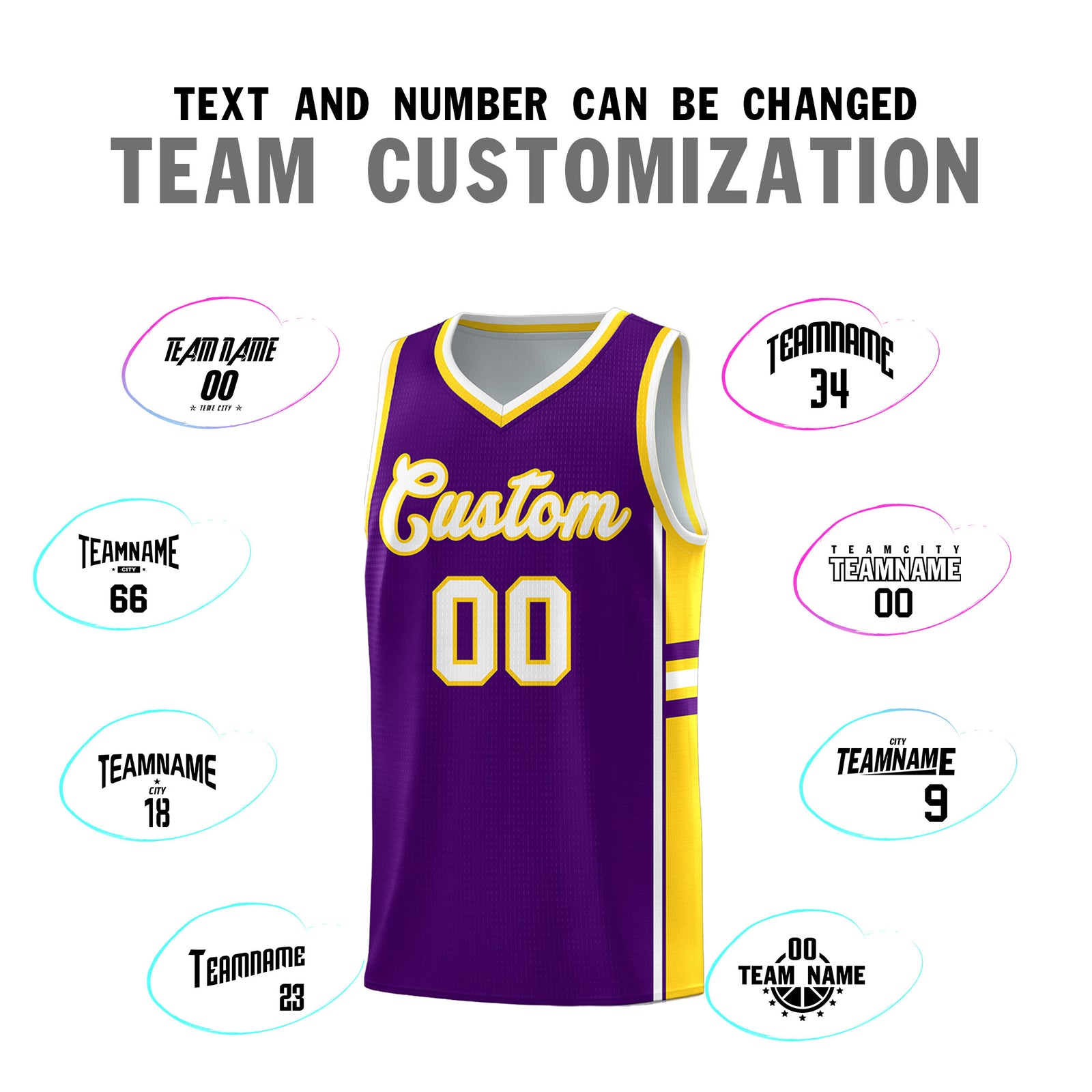 Custom Youth Basketball Jersey - Purple Gold Two-Tone Varsity Jersey Set
