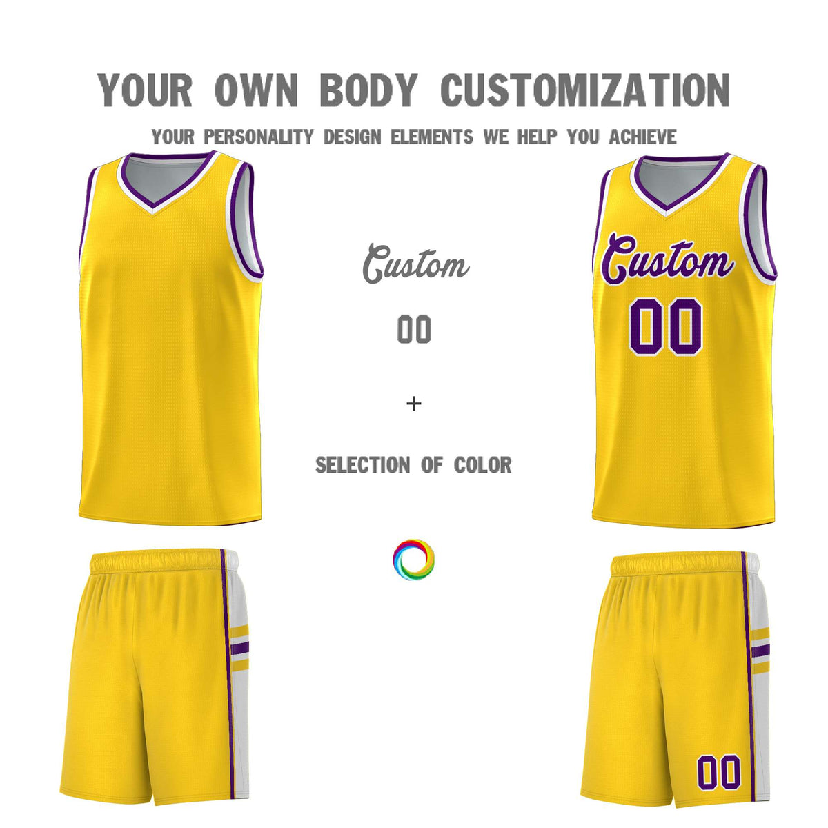 Custom Youth Basketball Jersey - Gold White Two-Tone Classic Varsity Uniform