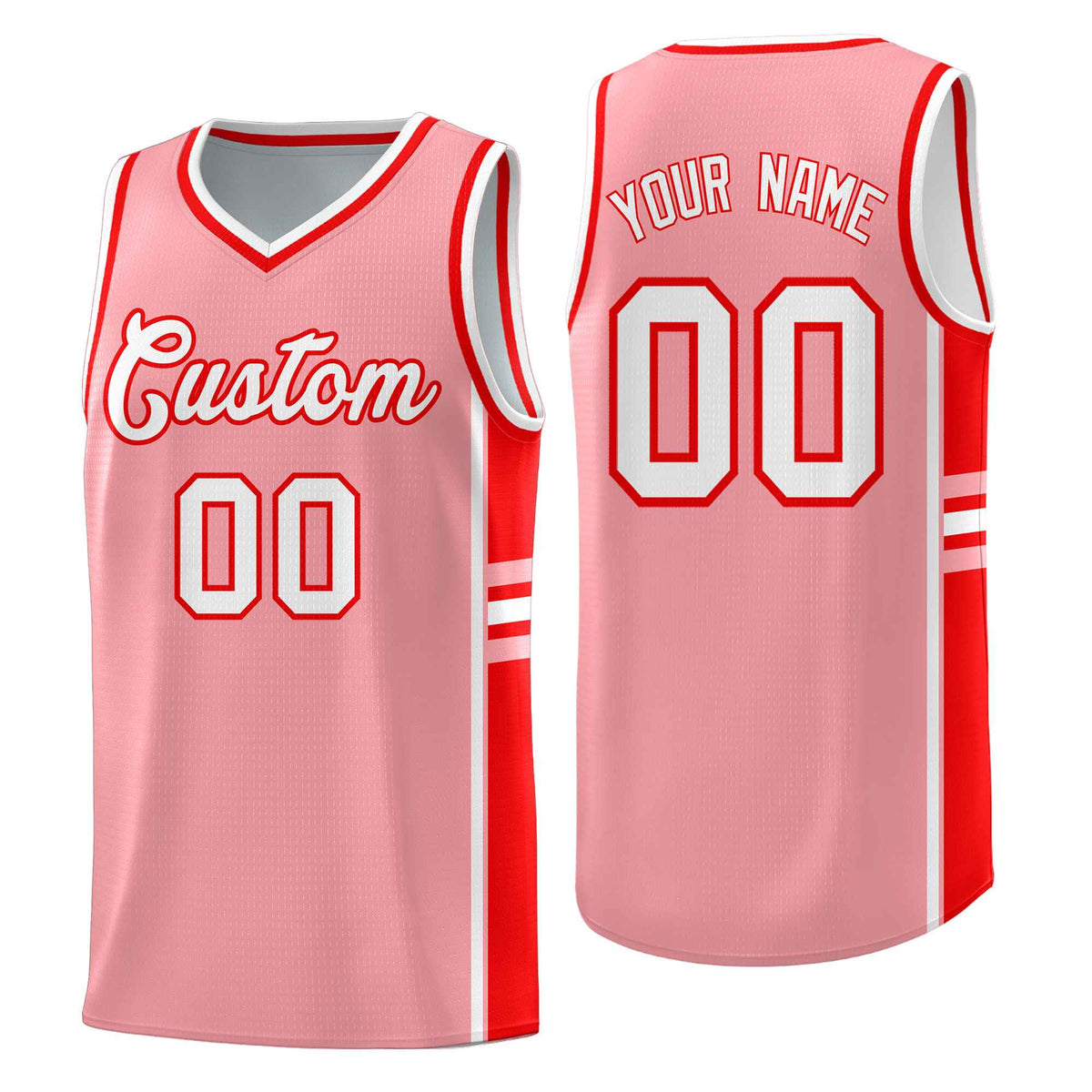 Custom Youth Basketball Jersey - Light Pink Light Red Two-Tone Varsity Jersey Set