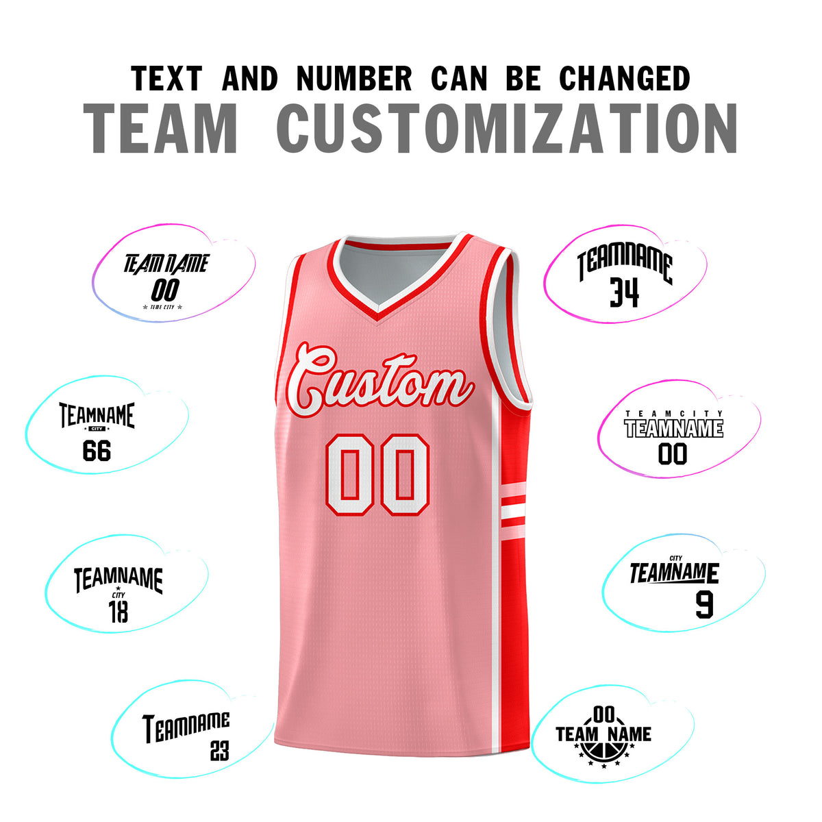 Custom Youth Basketball Jersey - Light Pink Light Red Two-Tone Varsity Jersey Set