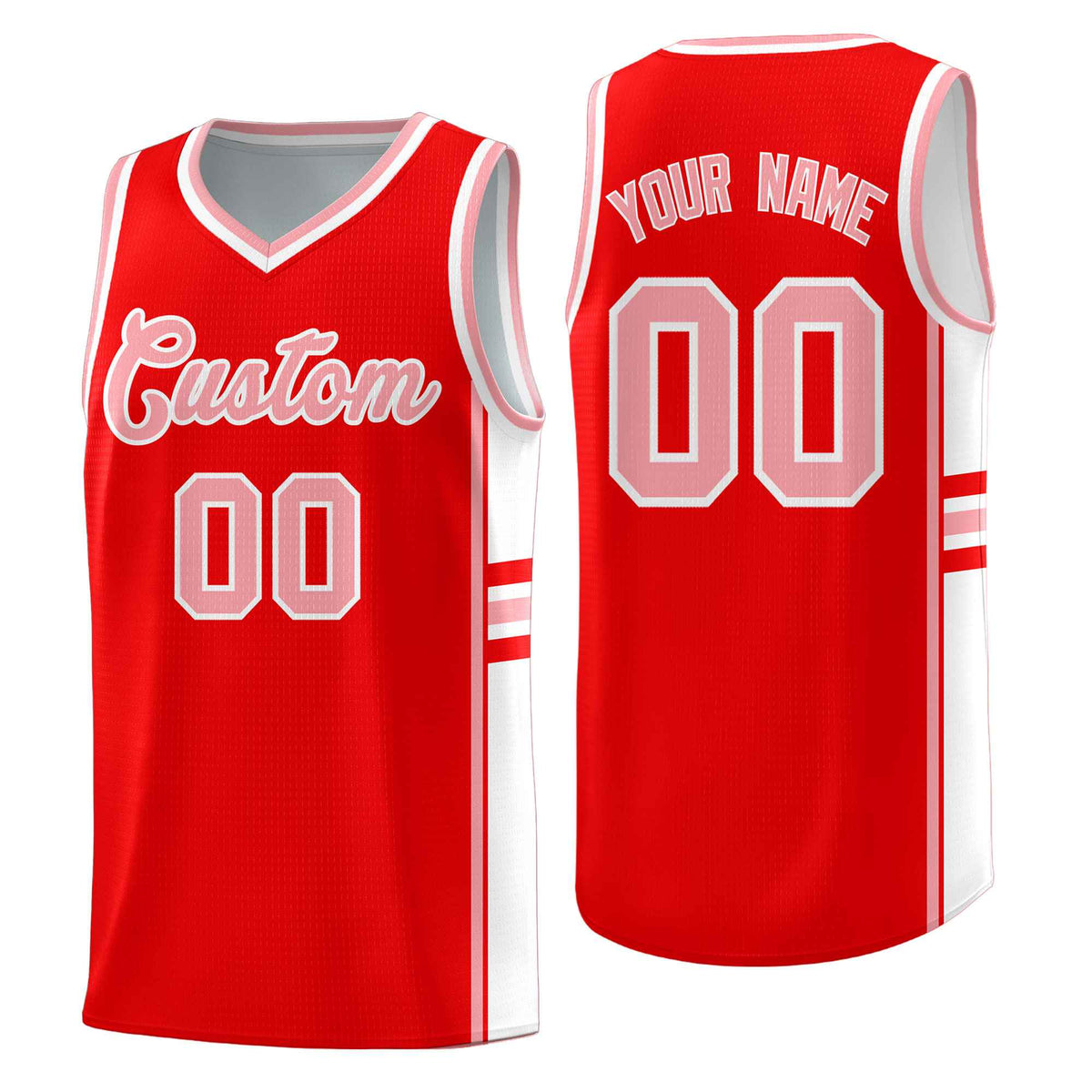 Custom Youth Basketball Jersey - Light Red White Two-Tone Classic Varsity Uniform