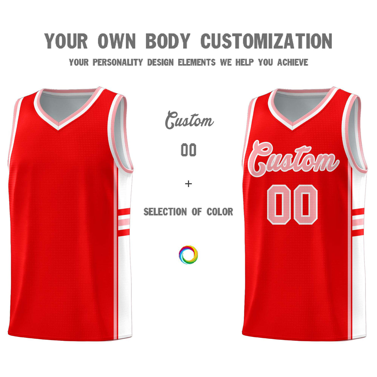 Custom Youth Basketball Jersey - Light Red White Two-Tone Classic Varsity Uniform