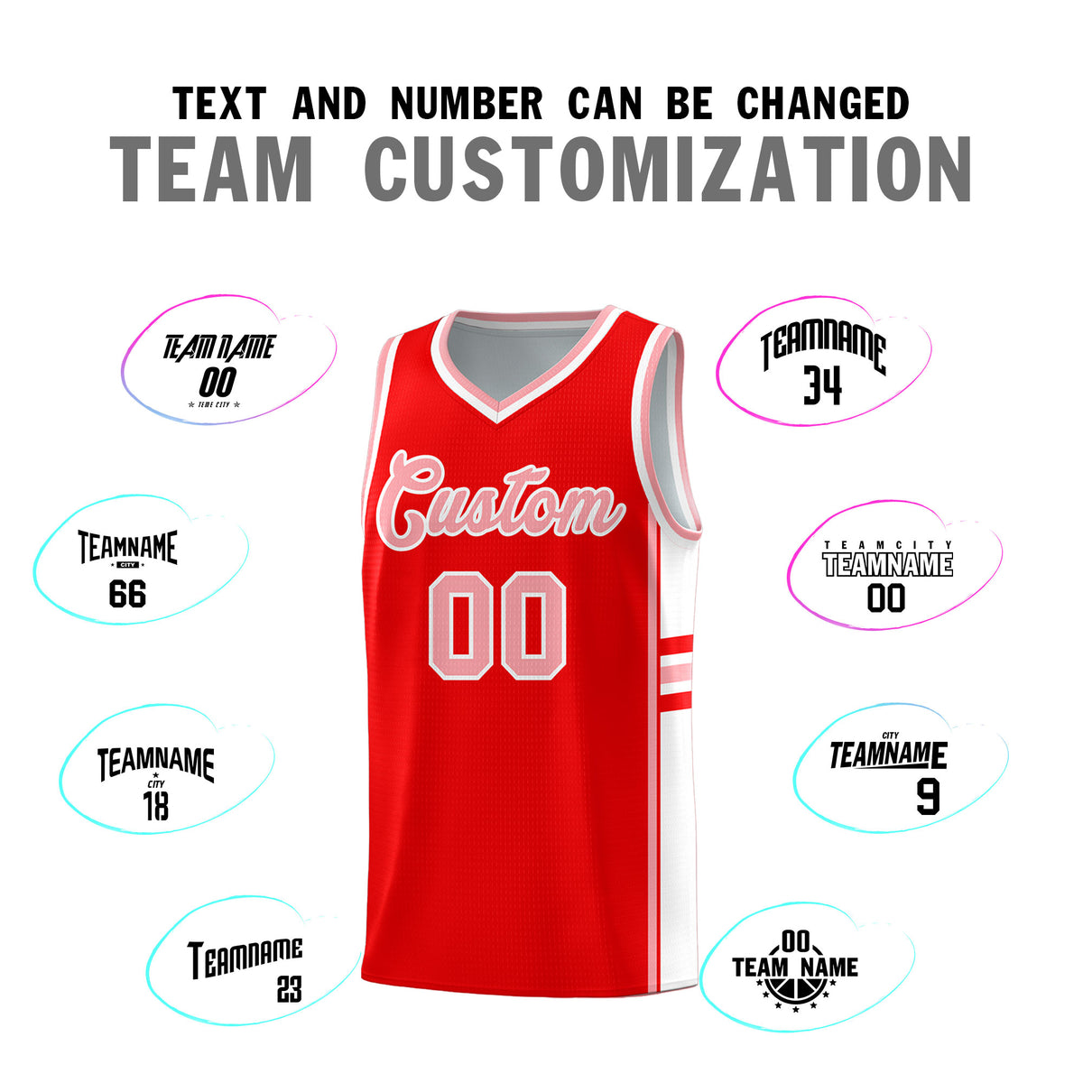 Custom Youth Basketball Jersey - Light Red White Two-Tone Classic Varsity Uniform