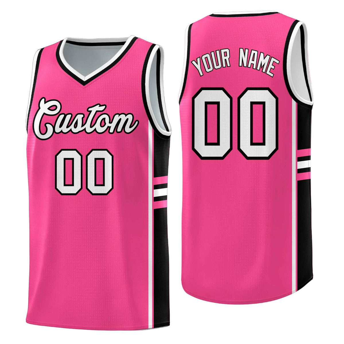 Custom Youth Basketball Jersey - Pink Black Two-Tone Varsity Jersey Set