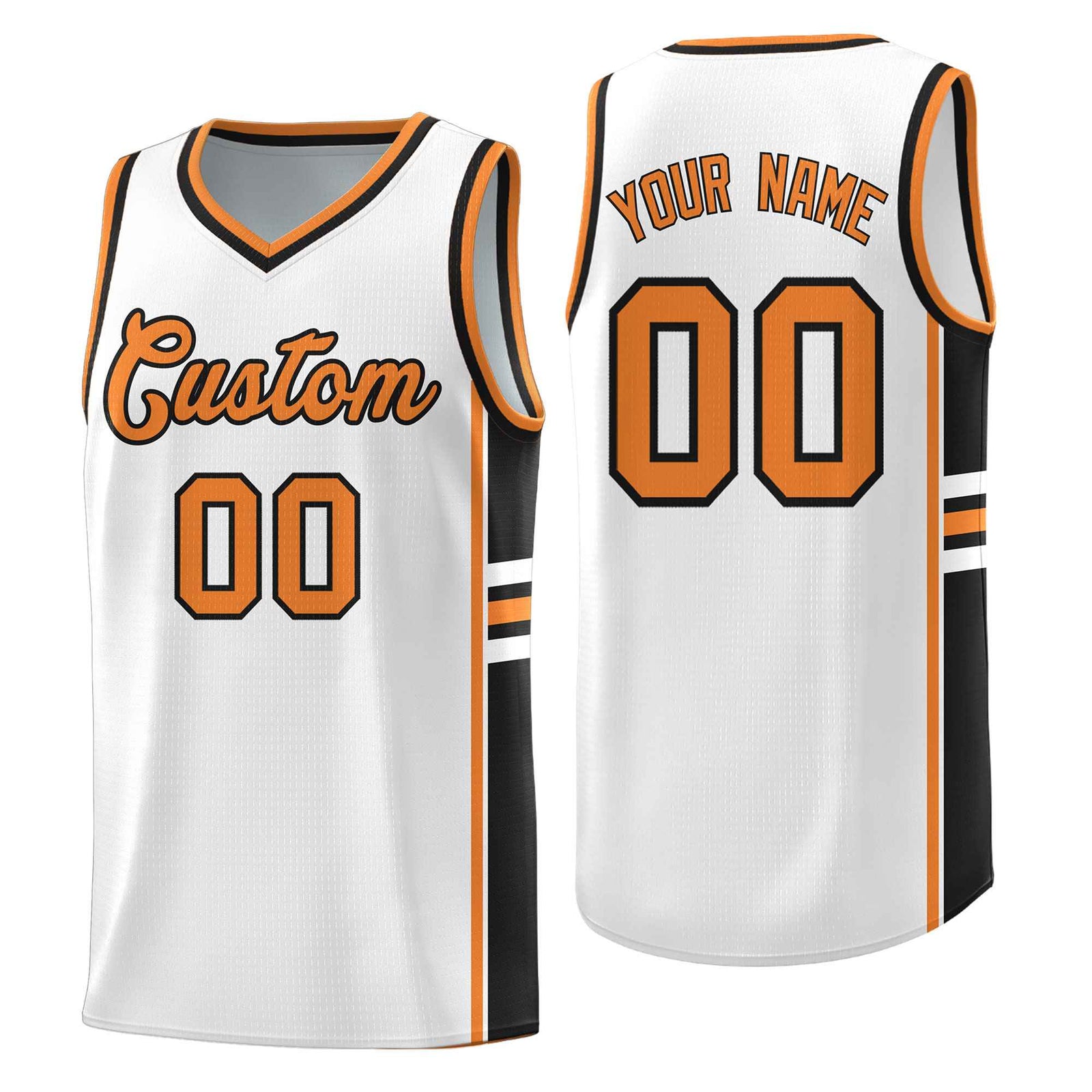 Custom Youth Basketball Jersey - White Gold Orange Personalized Varsity Two-Tone Uniform