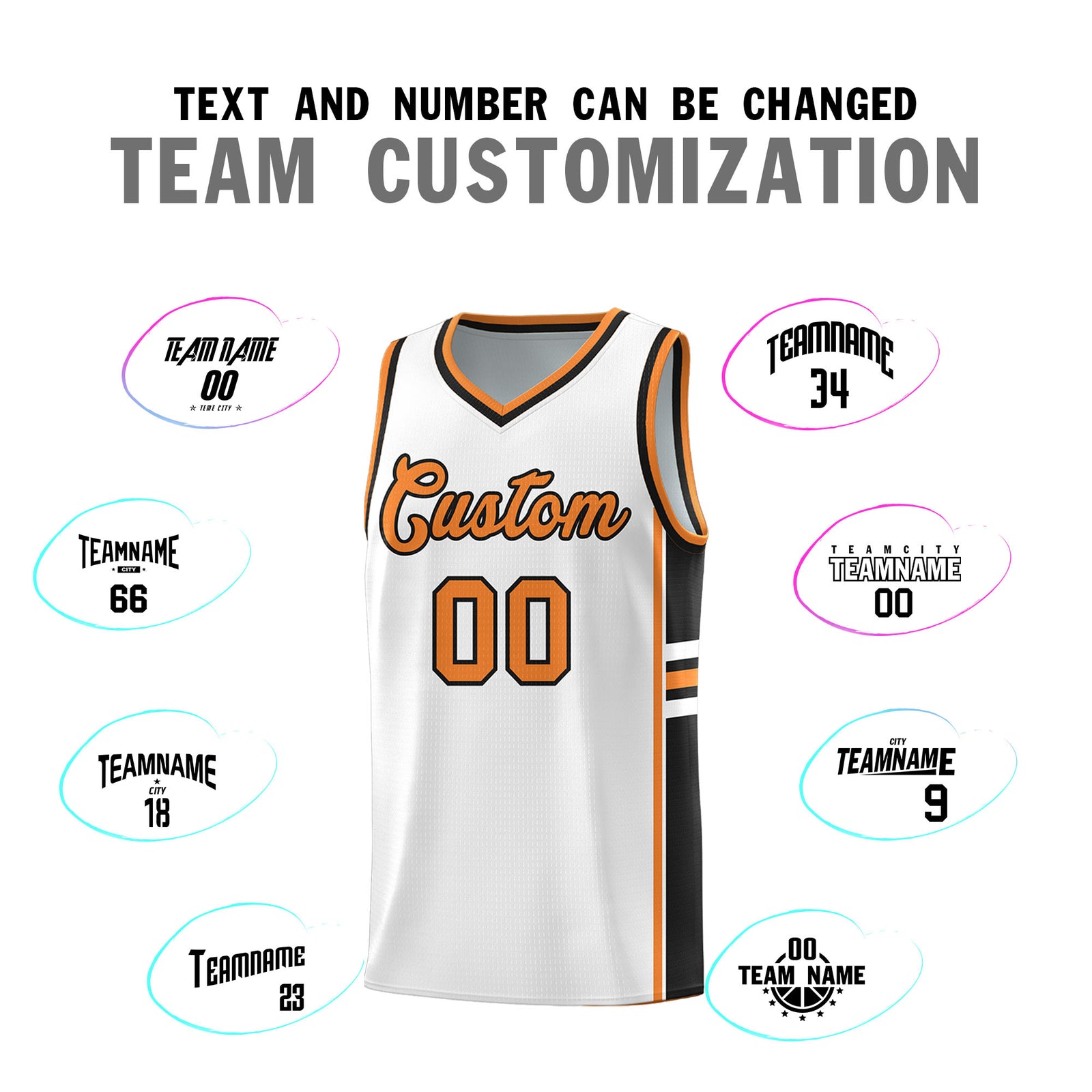 Custom Youth Basketball Jersey - White Gold Orange Personalized Varsity Two-Tone Uniform