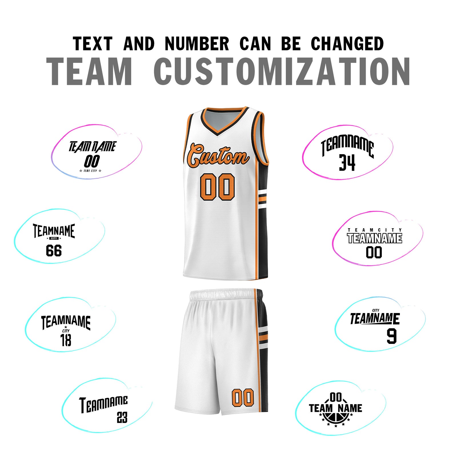 Custom Youth Basketball Jersey - White Gold Orange Personalized Varsity Two-Tone Uniform