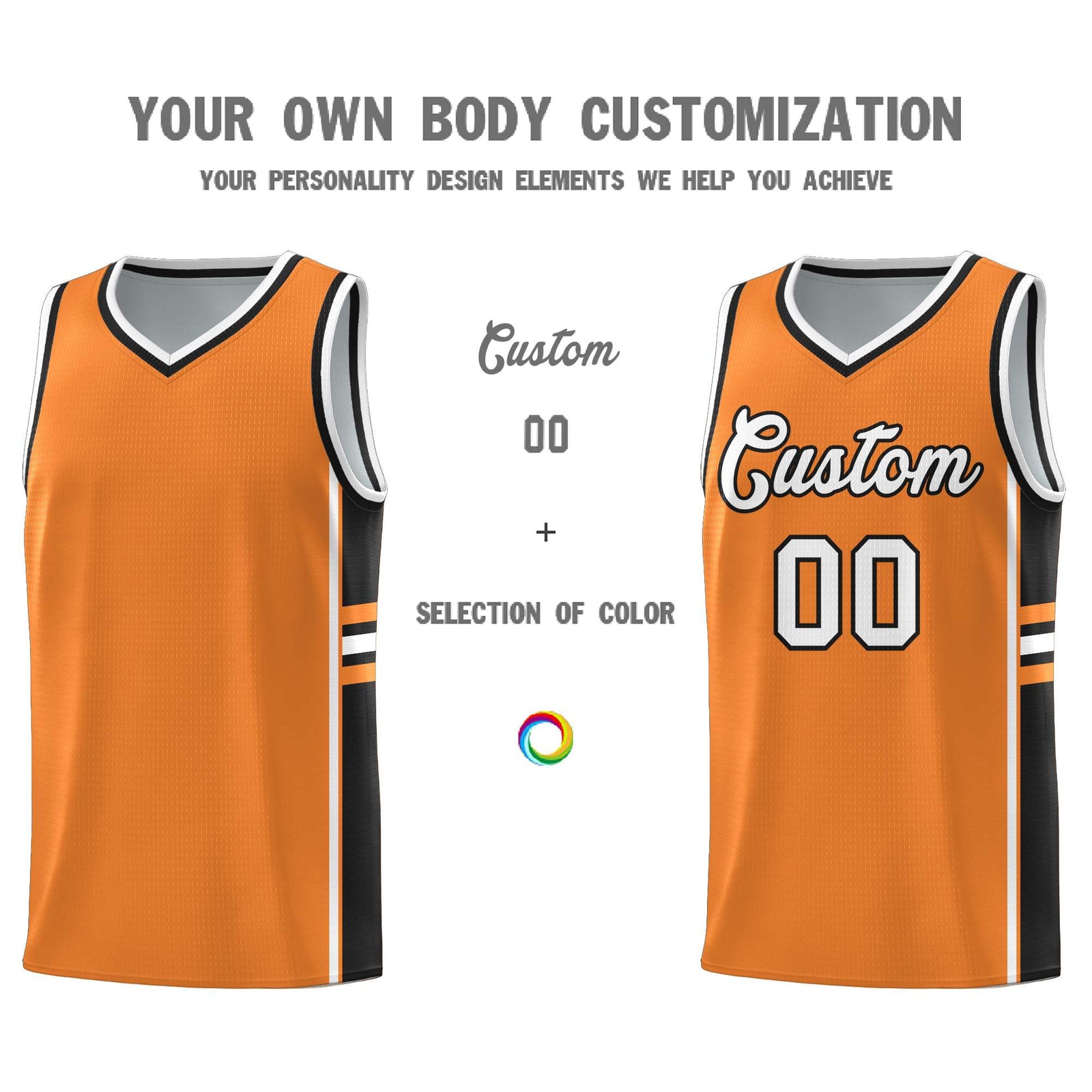 Custom Youth Basketball Jersey - Gold Orange Black Two-Tone Varsity Jersey Set