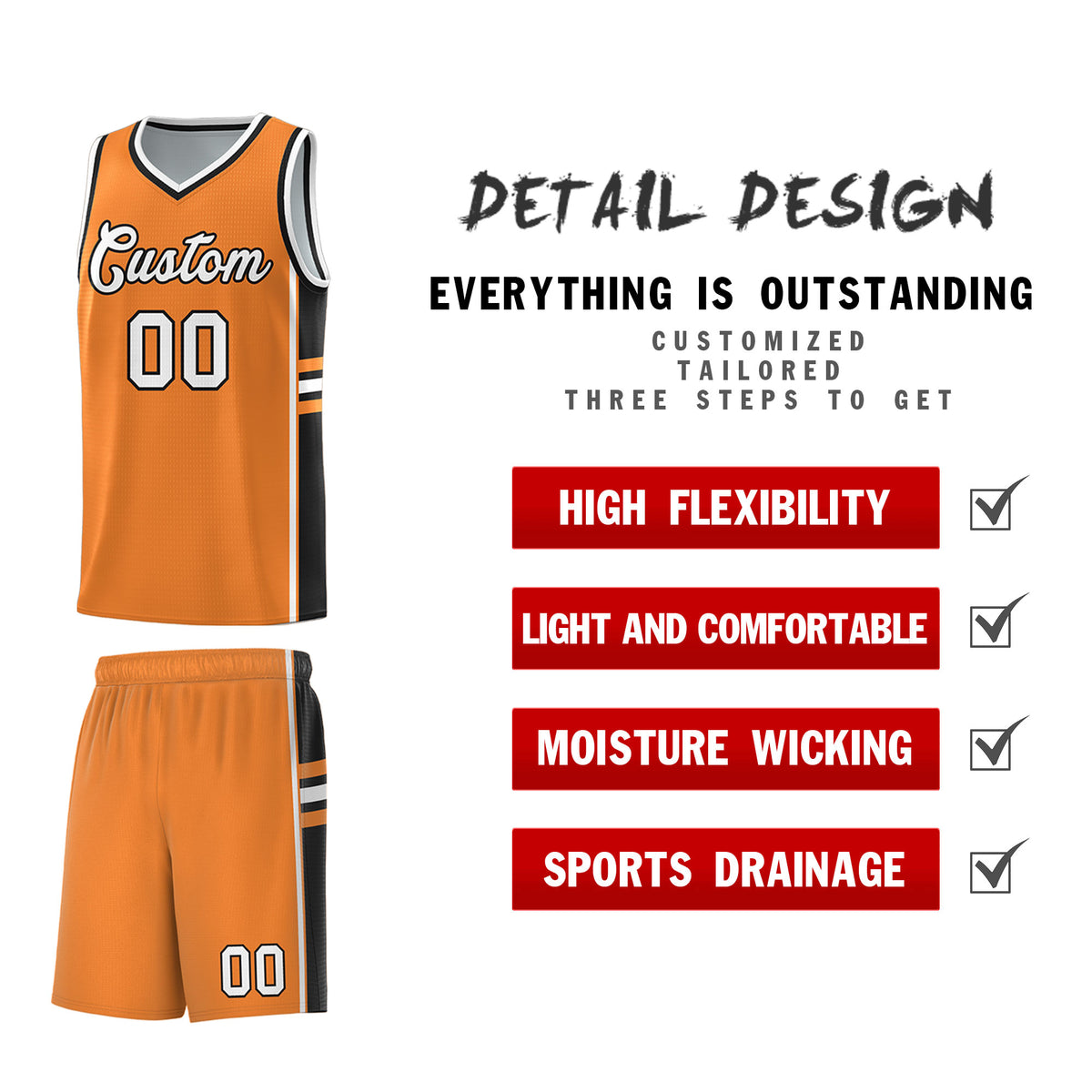 Custom Youth Basketball Jersey - Gold Orange Black Two-Tone Varsity Jersey Set